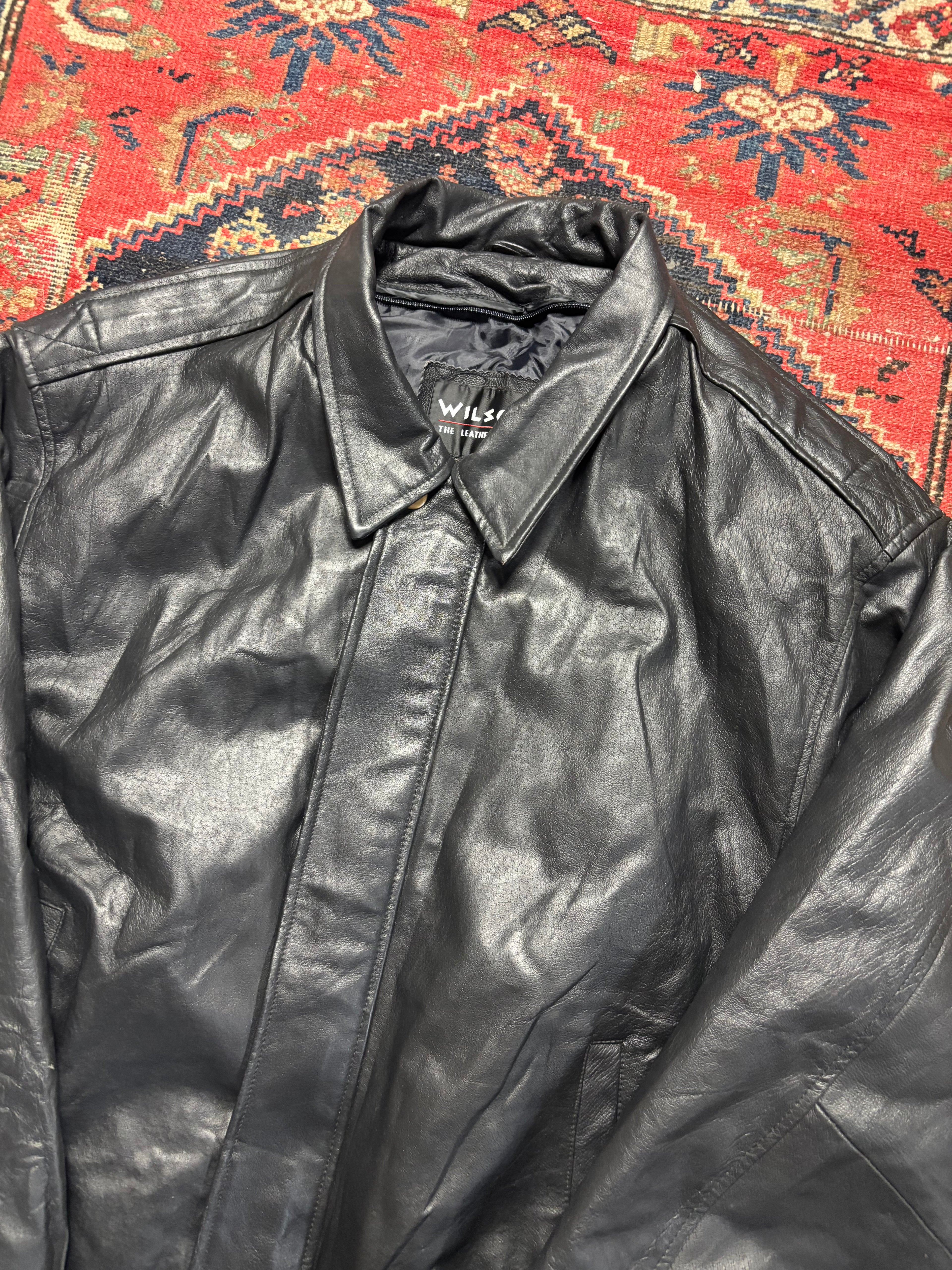 VINTAGE BLACK LEATHER WILSON BOMBER JACKET SIZE XL