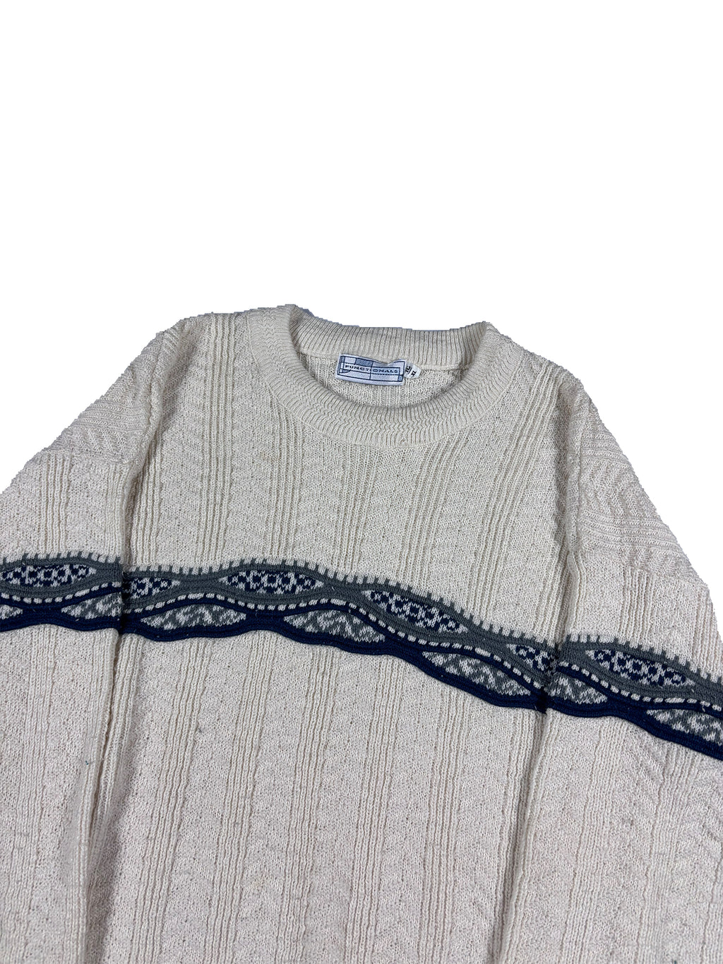 VINTAGE CREAM PATTERN KNIT SWEATER SIZE XL
