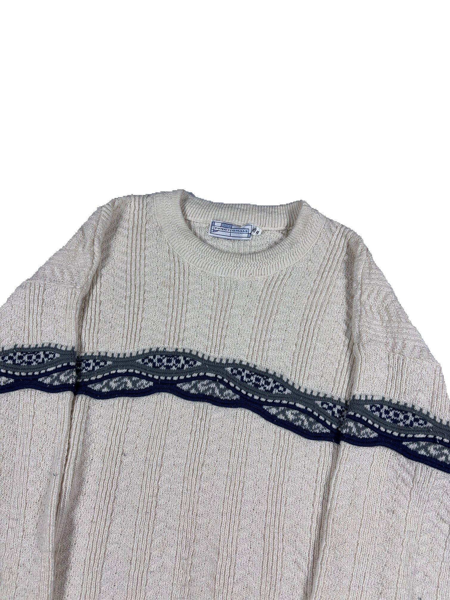 VINTAGE CREAM PATTERN KNIT SWEATER SIZE XL