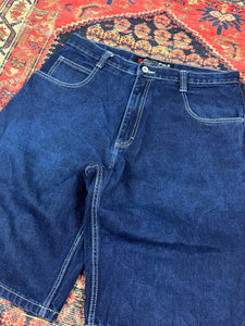 VINTAGE DARK WASH BAGGIE SOUTH POLE DENIM JORTS W/36