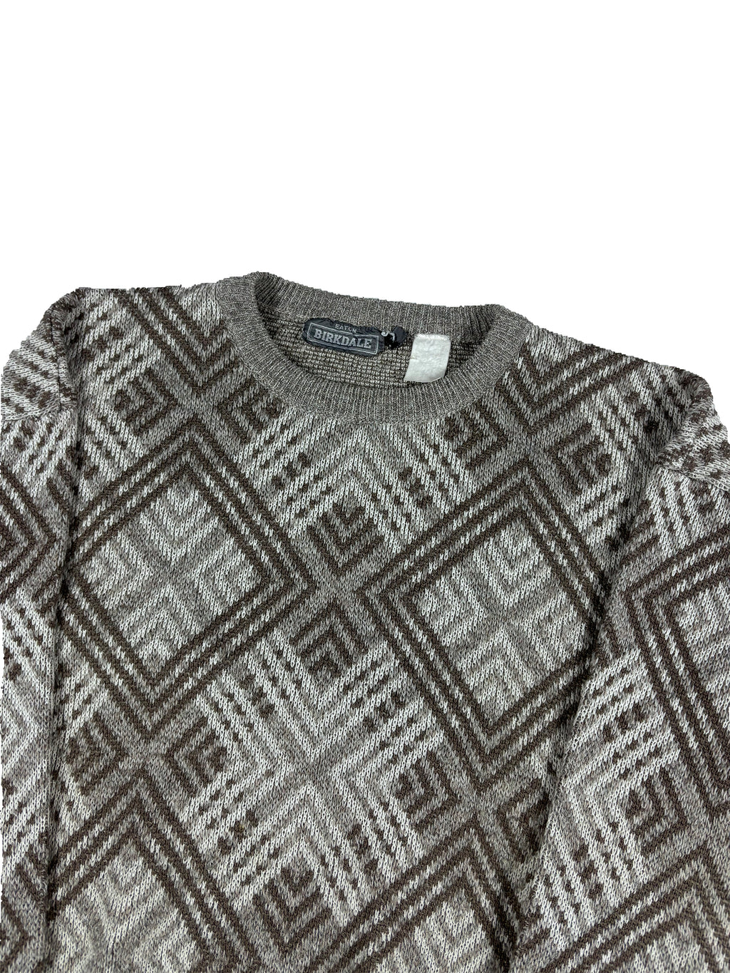 VINTAGE GREY PATTERN “EATONS” KNOT SWEATER SIZE LARGE