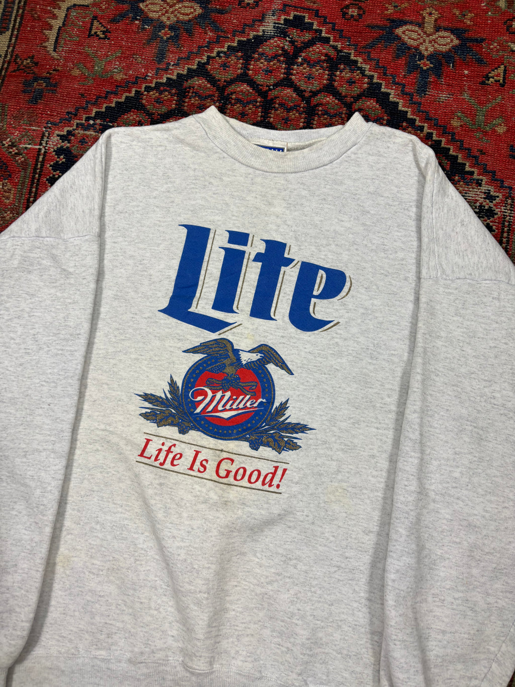 VINTAGE GREY MILLER LITE “LIFE IS GOOD” CREWNECK SIZE XL