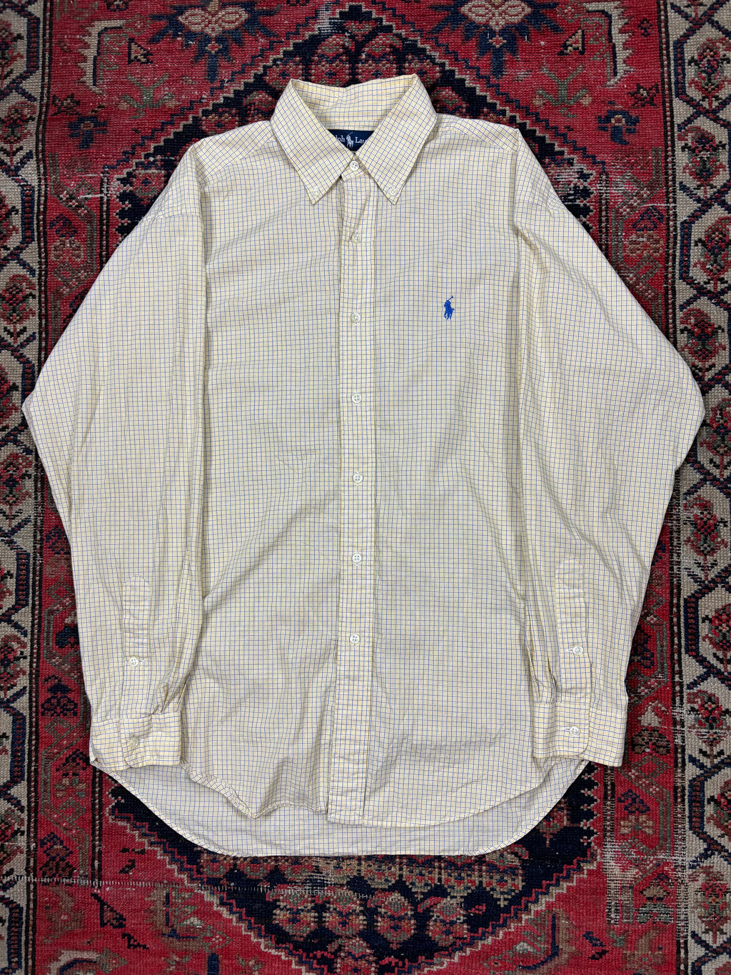 VINTAGE YELLOW POLO BUTTON UP SHIRT SIZE MEDIUM