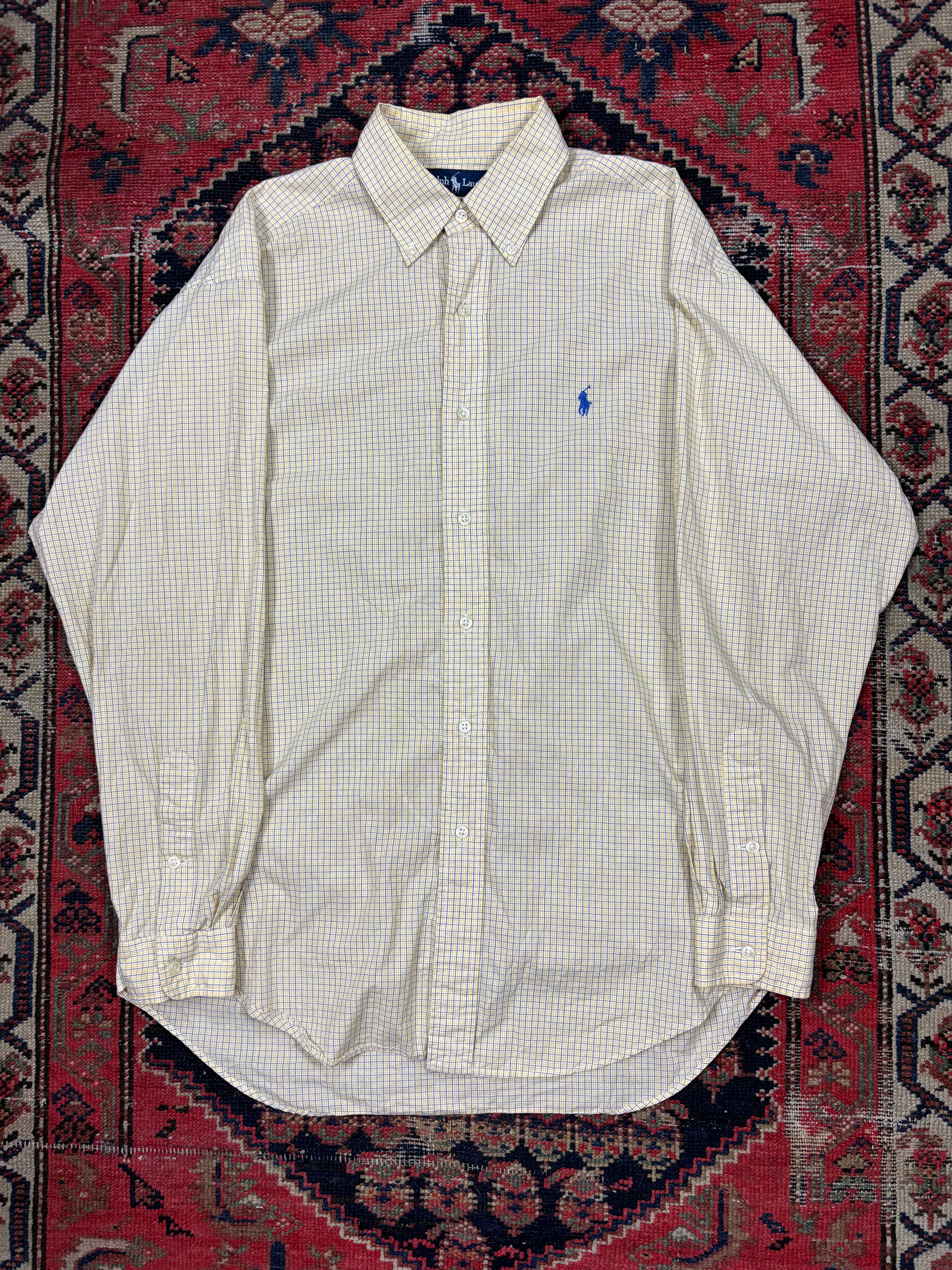 VINTAGE YELLOW POLO BUTTON UP SHIRT SIZE MEDIUM