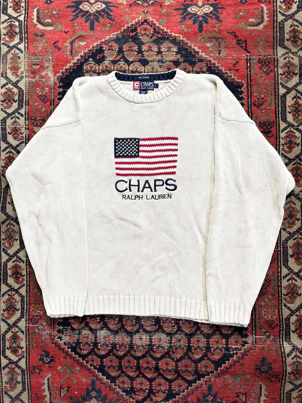 VINTAGE CREAM USA CHAPS KNIT SIZE LARGE