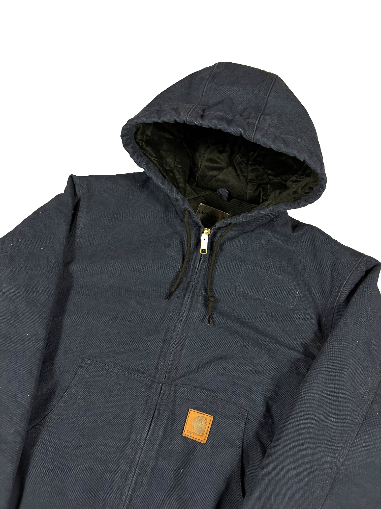 VINTAGE DARK NAVY HOODED CARHARTT WORK JACKET SIZE LARGE