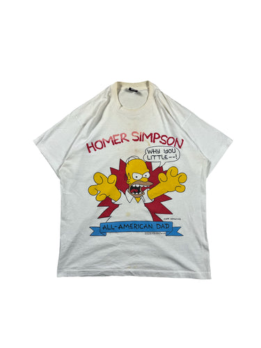 VINTAGE 1990 WHITE HOMER SIMPSON TEE SIZE XL