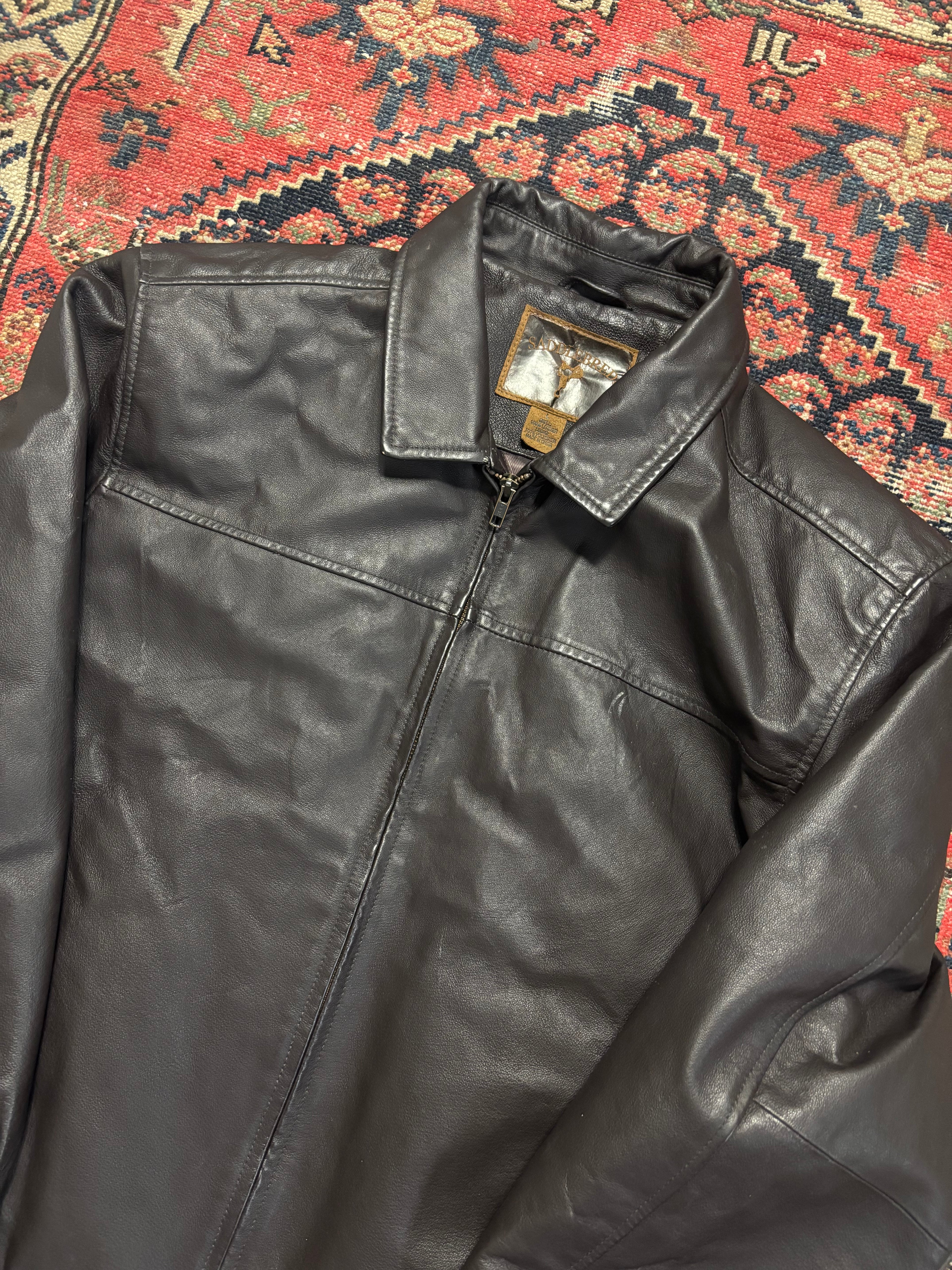 VINTAGE BLACK LEATHER “SADDLEBRED” JACKET SIZE LARGE