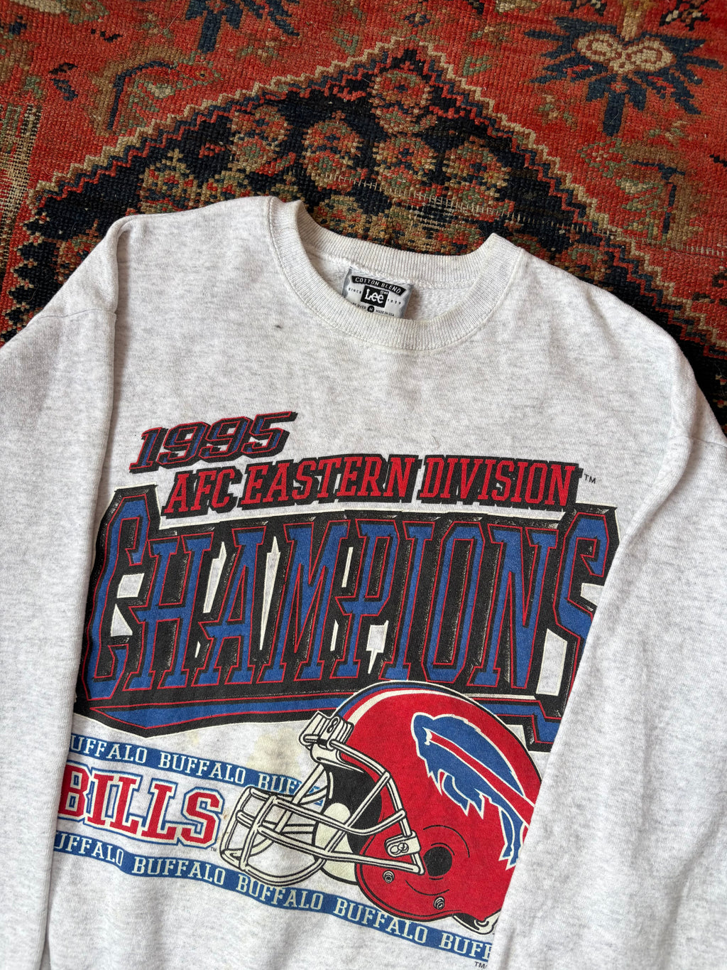 VINTAGE GREY 1995 AFC CHAMPS BILLS CREWNECK SIZE MEDIUM