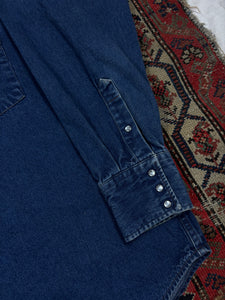 VINTAGE DARK WASH DENIM CARHARTT SNAP-BUTTON UP SIZE LARGE