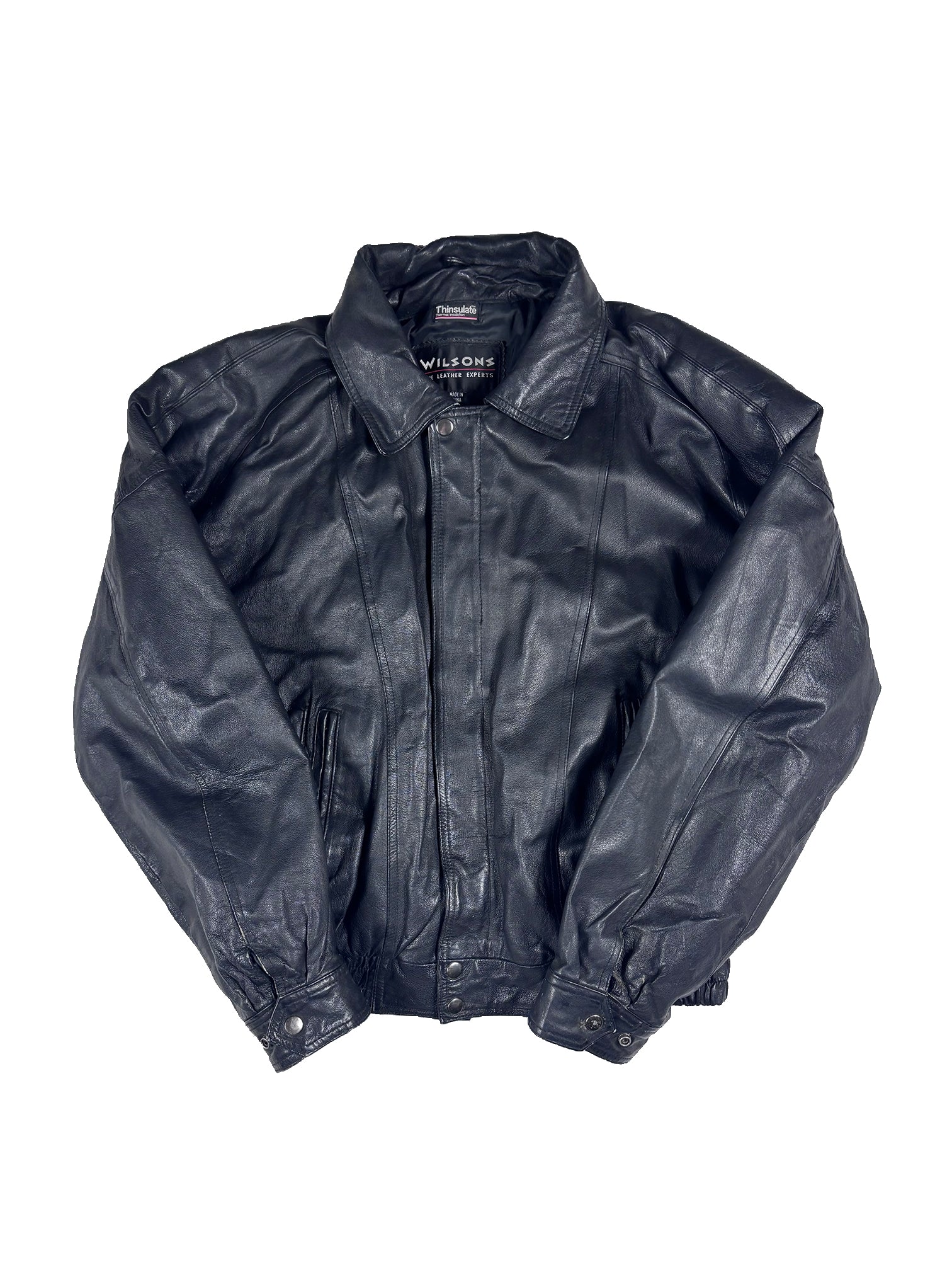 VINTAGE BLACK INSULATED LEATHER JACKET SIZE LARGE