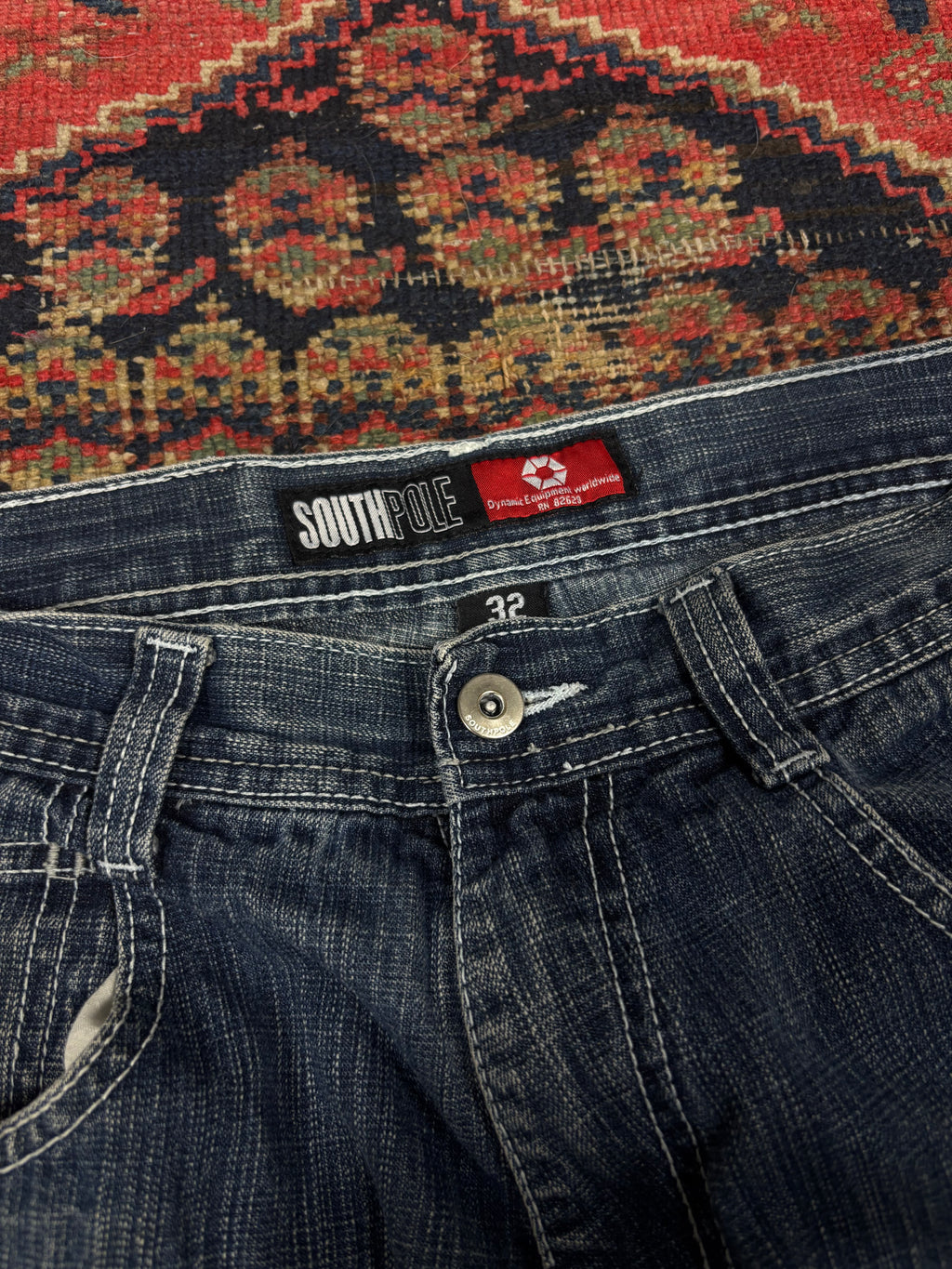 VINTAGE FADED BAGGIE DARK WASH SOUTH POLE JORTS W/32