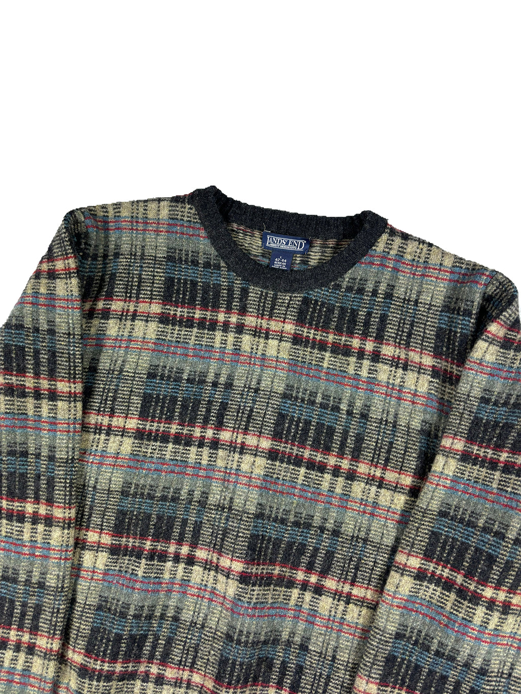 VINTAGE PLAID STYLE KNIT SWEATER SIZE LARGE