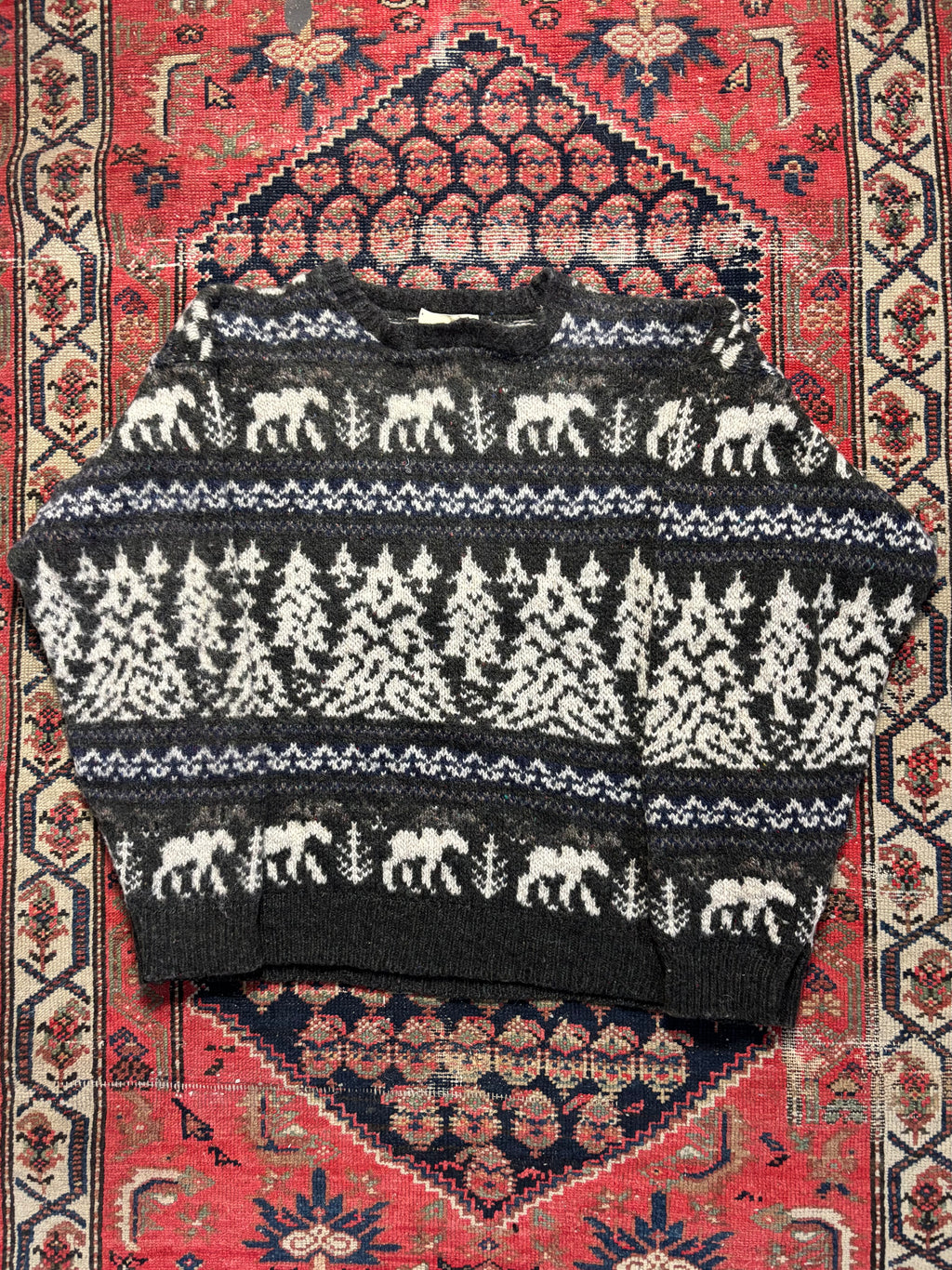 VINTAGE DARK GREY TREES EDDIE KNIT SIZE LARGE