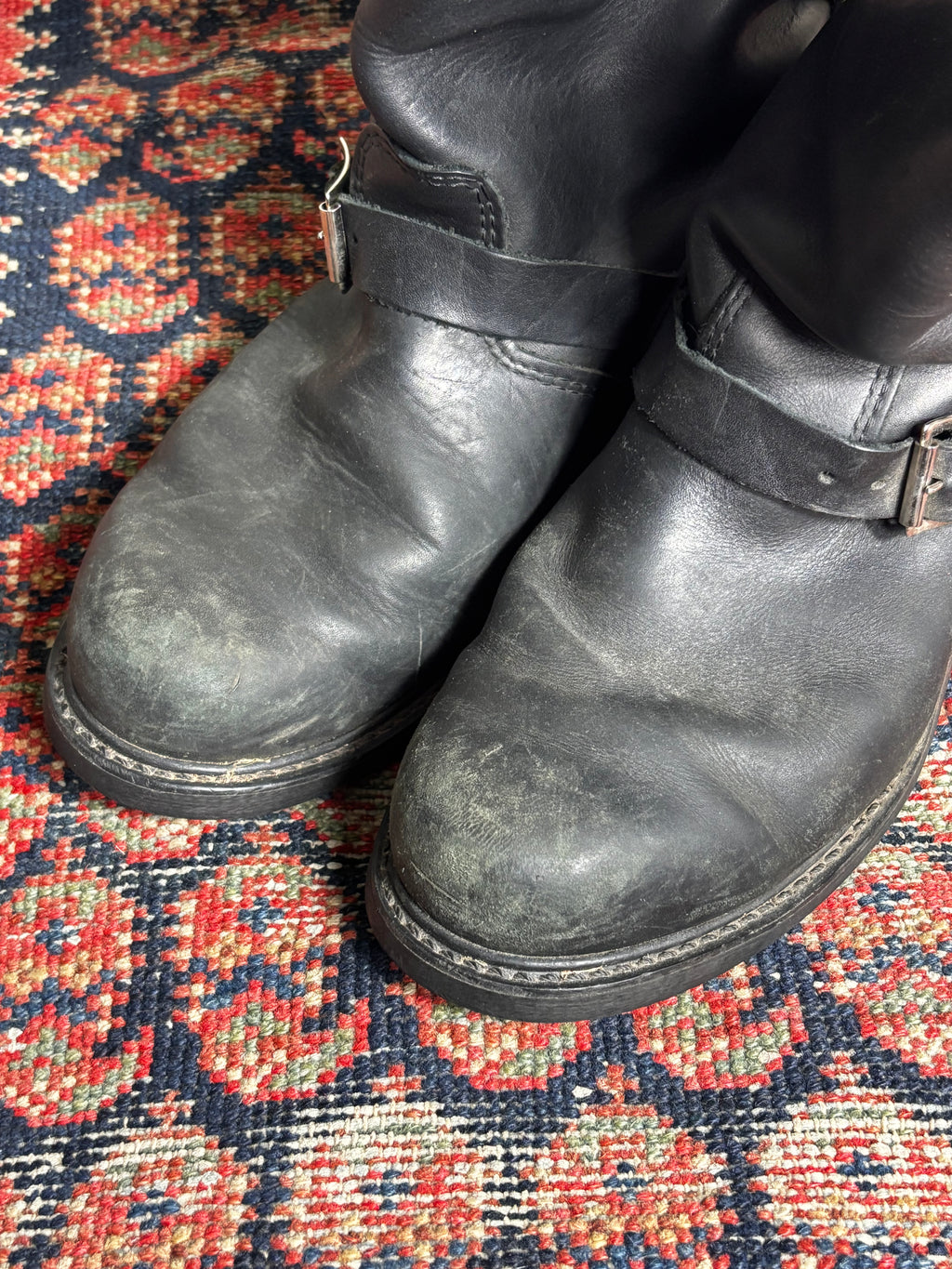 VINTAGE BLACK LEATHER BIKER BOOTS SIZE 10.5