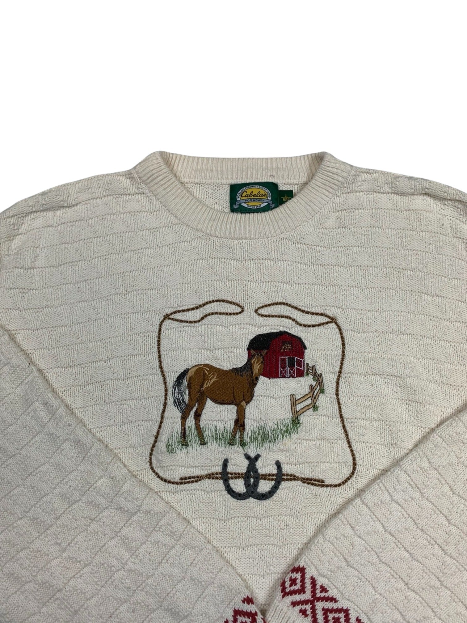 VINTAGE CREAM HORSE KNIT SIZE MEDIUM