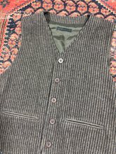 Load image into Gallery viewer, VINTAGE BLACK &amp; BROWN PINSTRIPE VEST SIZE MEDIUM