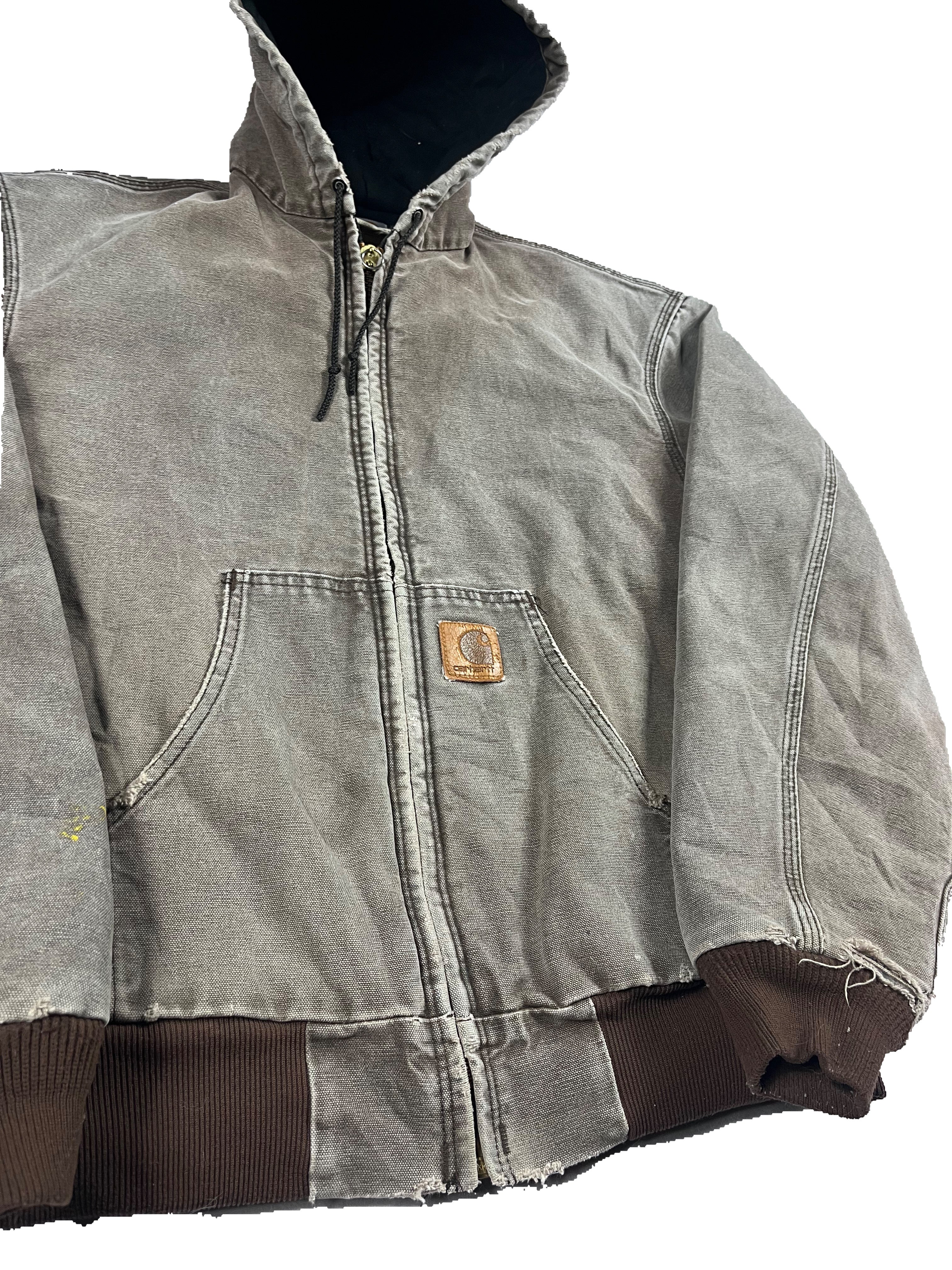 BROWN CARHARTT HOODED WORK JACKET SIZE X-LARGE