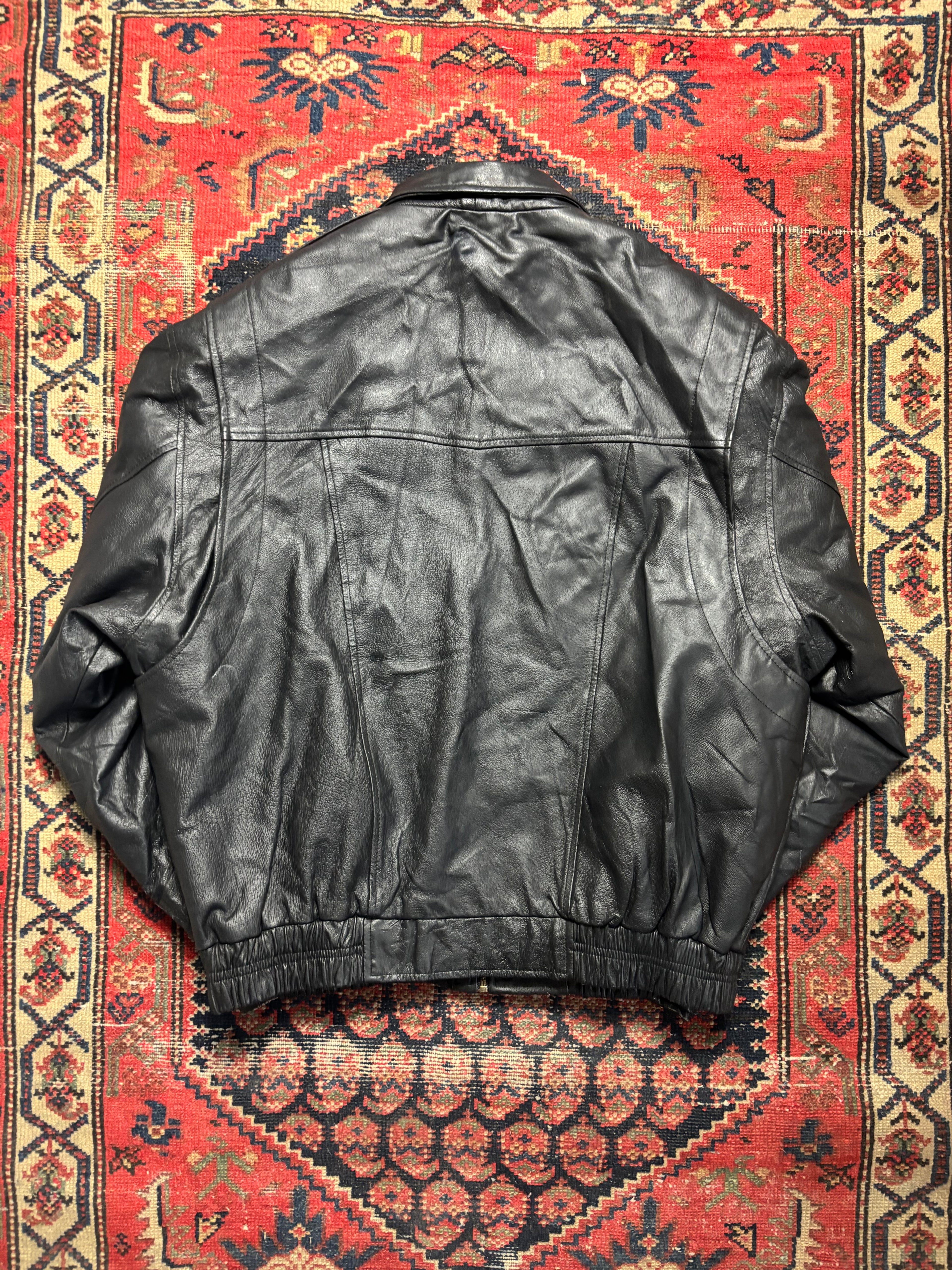 VINTAGE BLACK LEATHER WILSON BOMBER JACKET SIZE XL