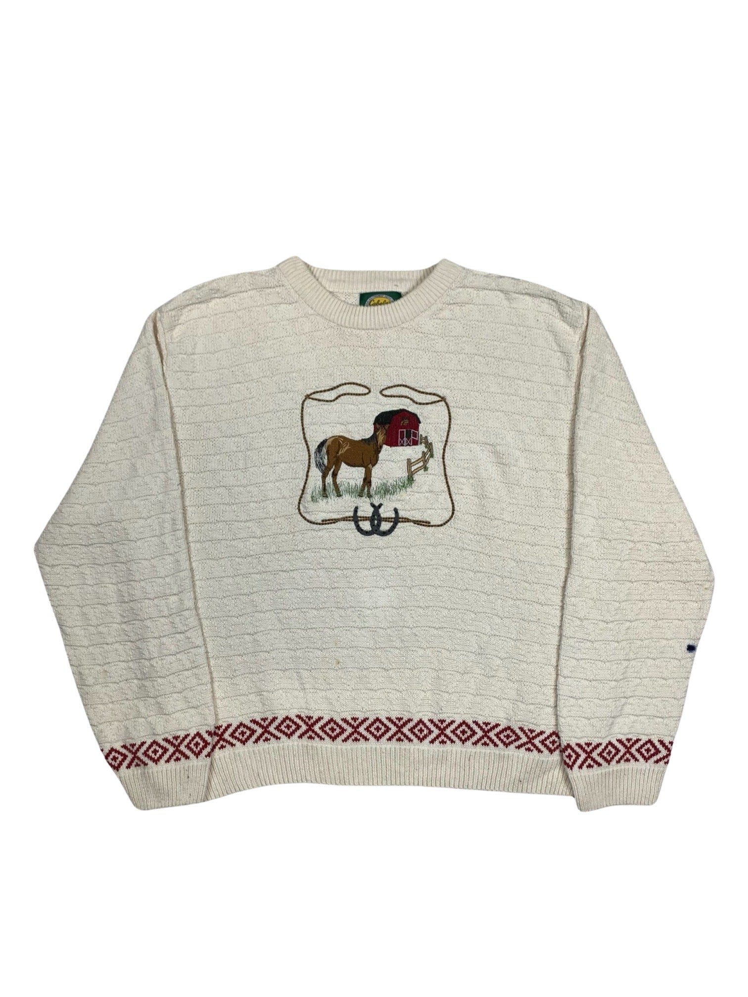 VINTAGE CREAM HORSE KNIT SIZE MEDIUM