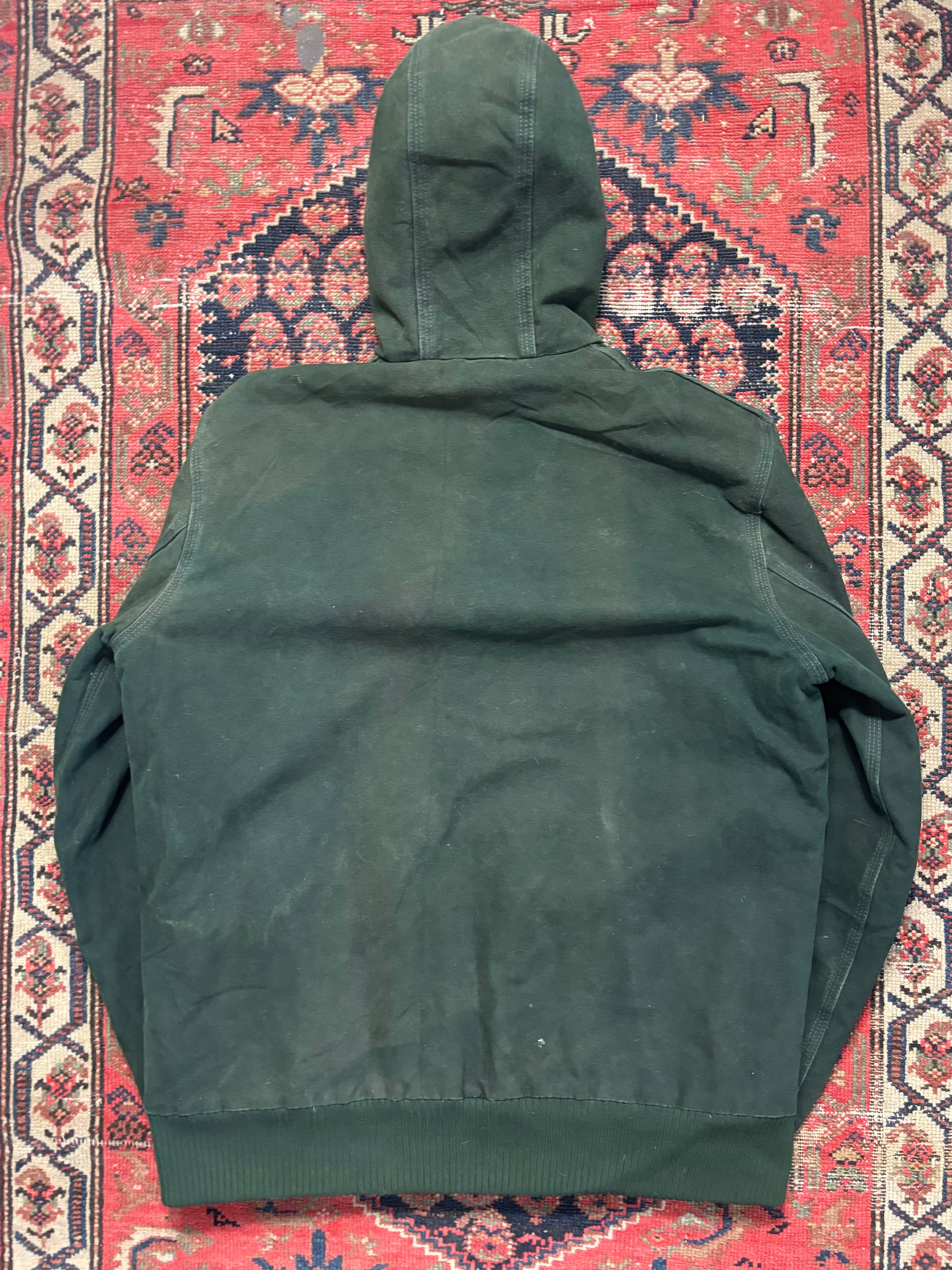 VINTAGE DARK PINE-GREEN HOODED CARHARTT JACKET SIZE MEDIUM