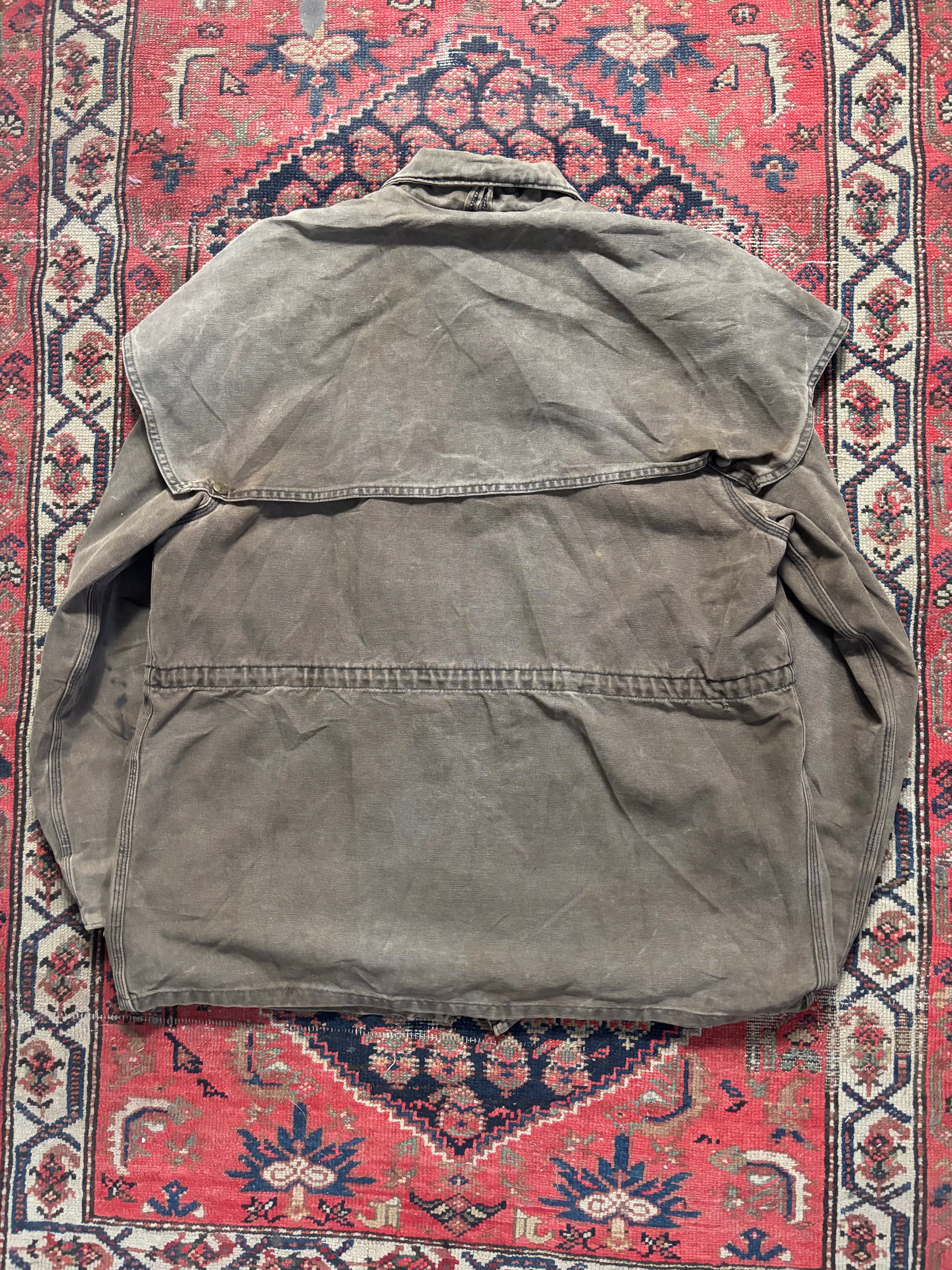 VINTAGE FADED GREY CARHARTT DUSTER JACKET SIZE LARGE