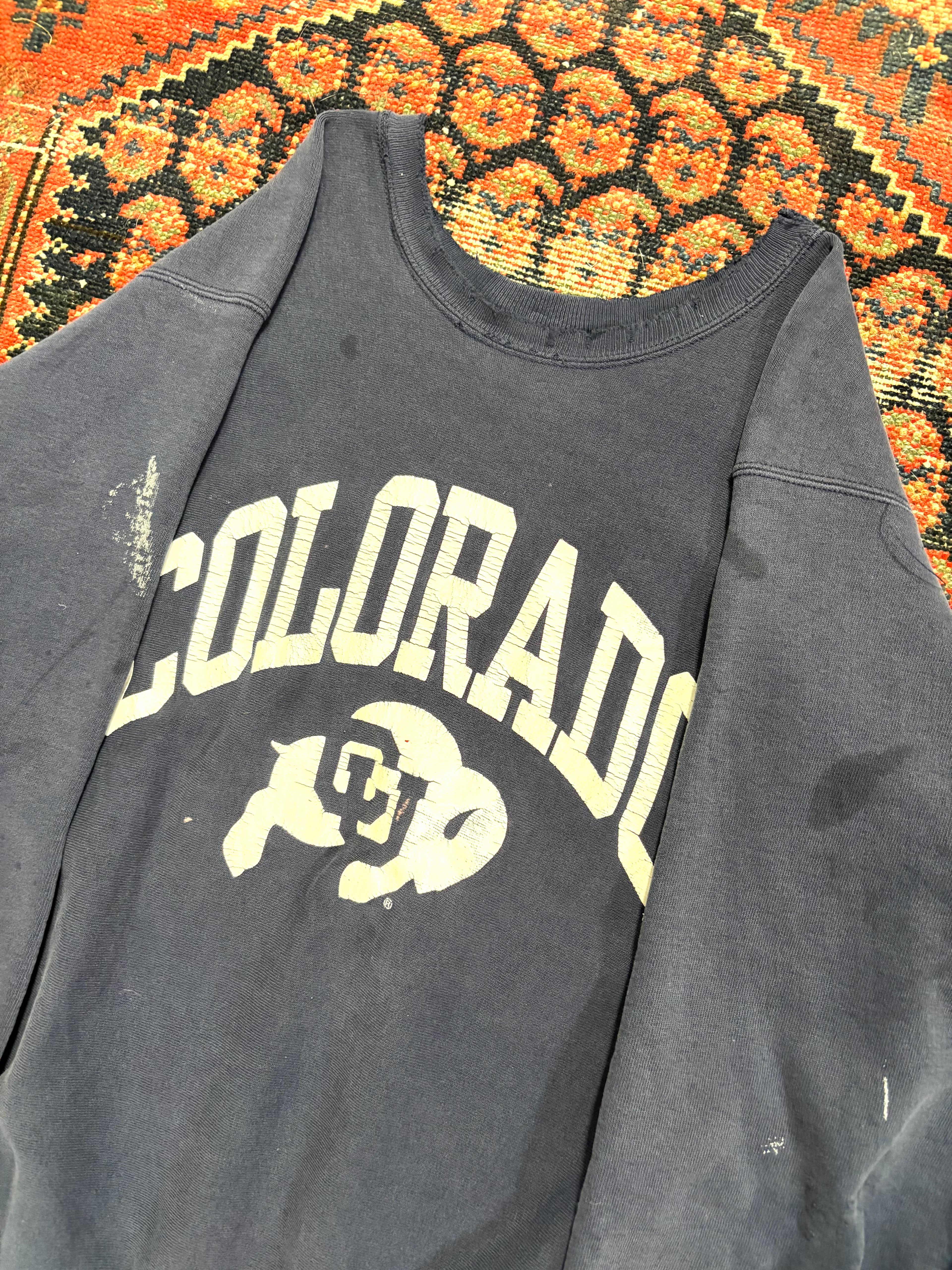 VINTAGE THRASHED NAVY CU CREWNECK SIZE LARGE