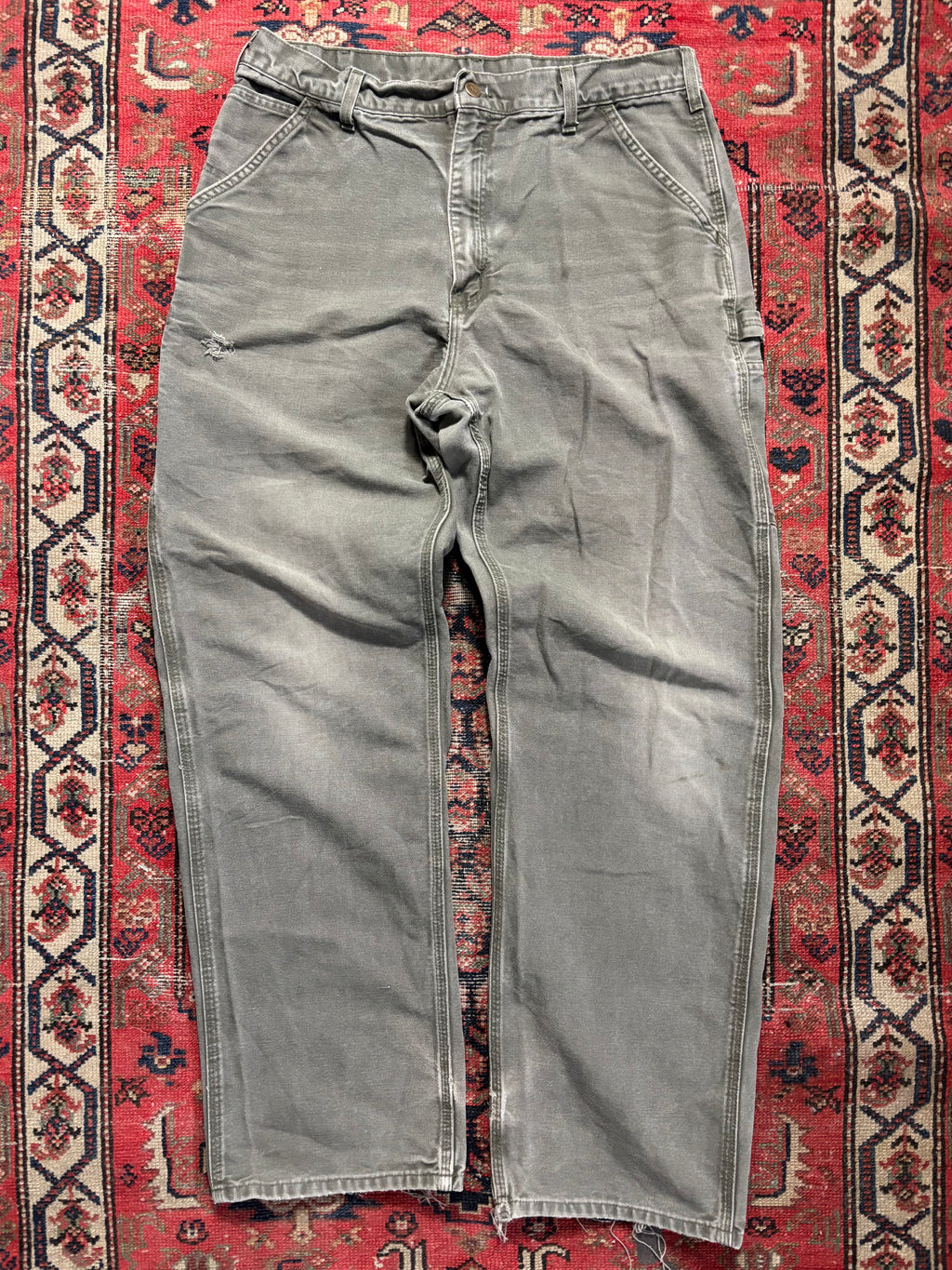 VINTAGE FADED GREEN CARHARTT CARPENTER PANTS W/36