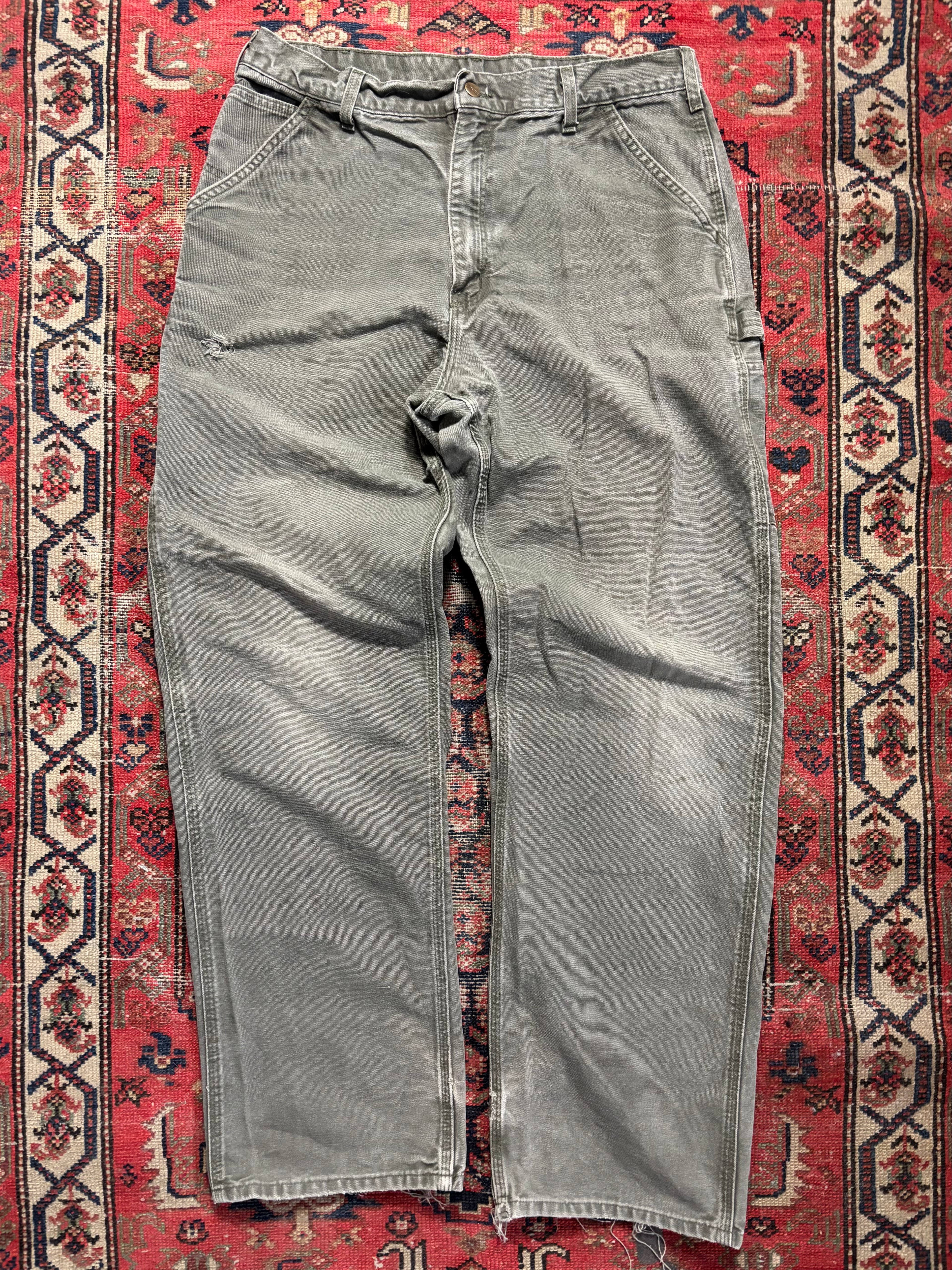 VINTAGE FADED GREEN CARHARTT CARPENTER PANTS W/36