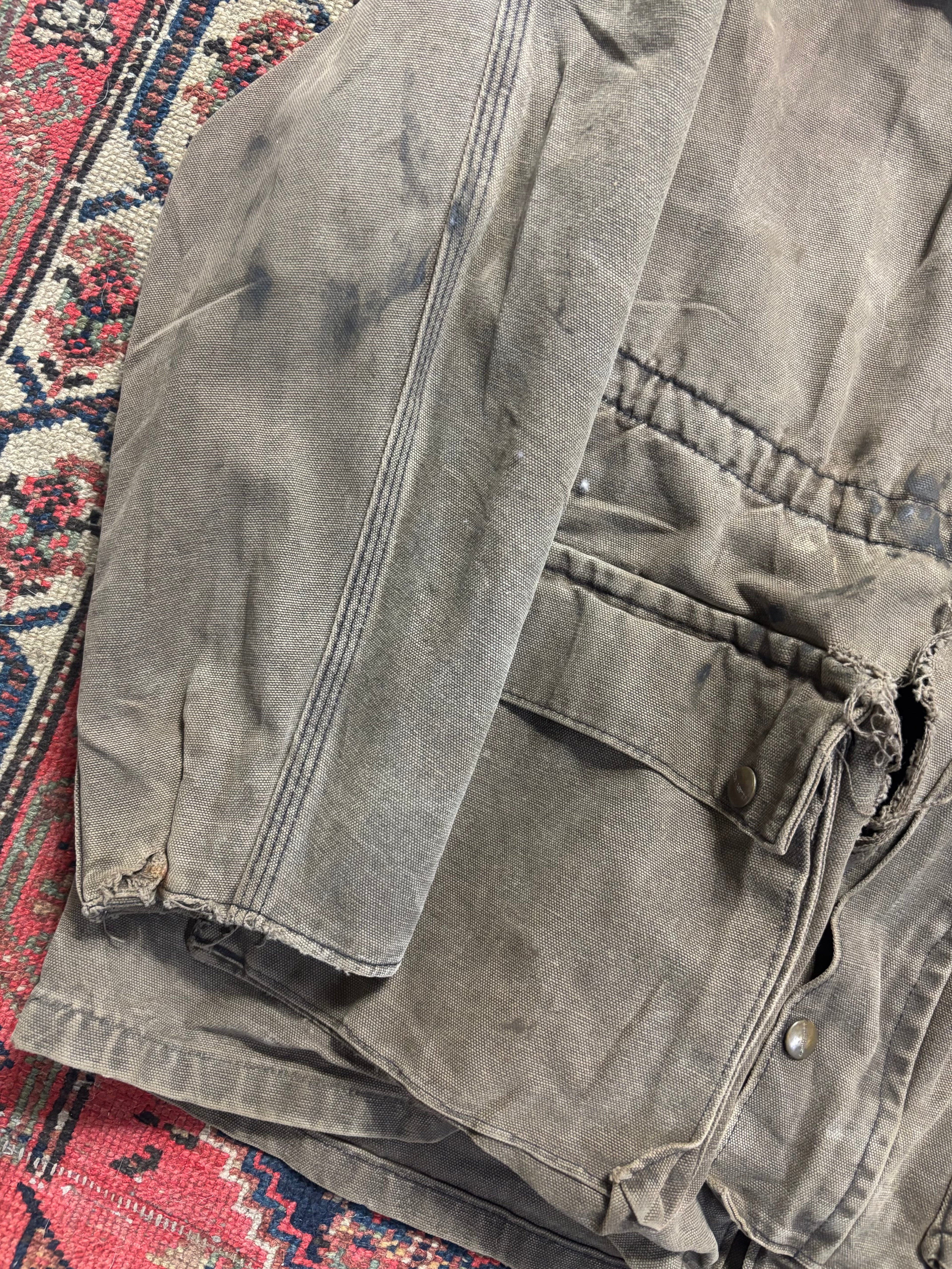 VINTAGE FADED GREY CARHARTT DUSTER JACKET SIZE LARGE