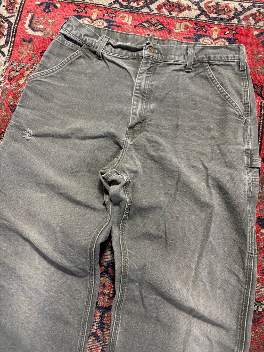 VINTAGE FADED GREEN CARHARTT CARPENTER PANTS W/36