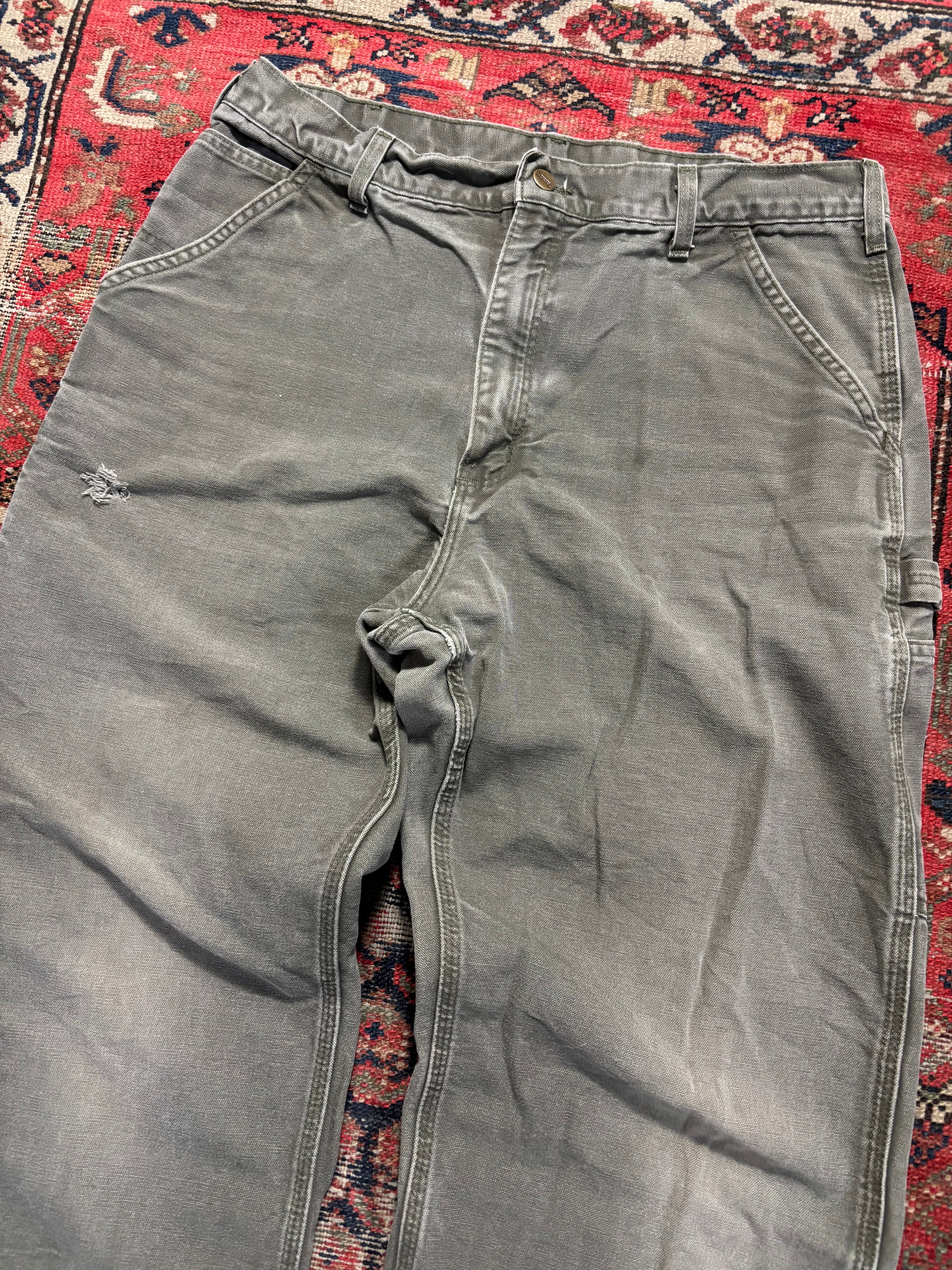VINTAGE FADED GREEN CARHARTT CARPENTER PANTS W/36