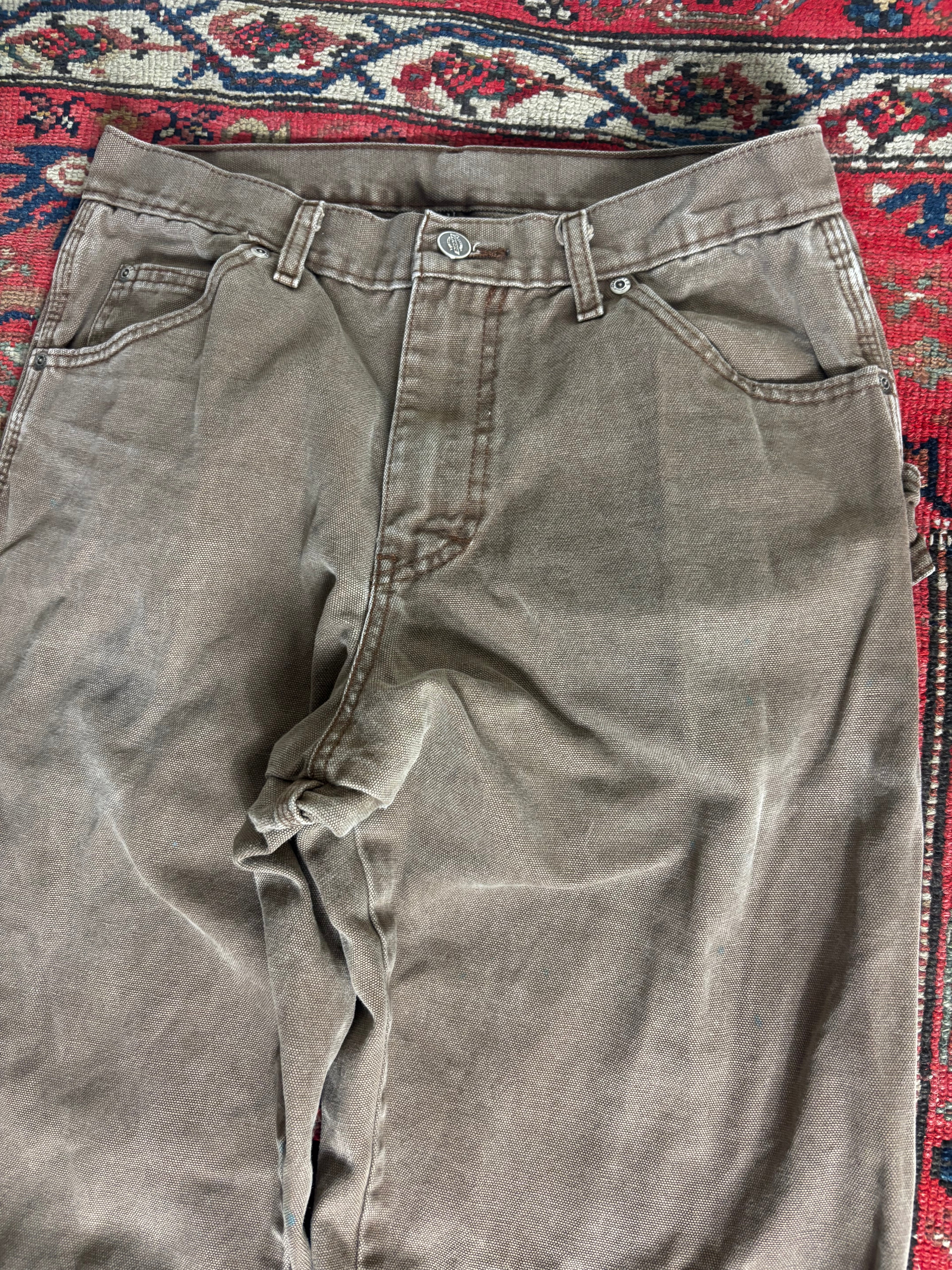 VINTAGE FADED BROWN DICKIES TROUSERS W/30