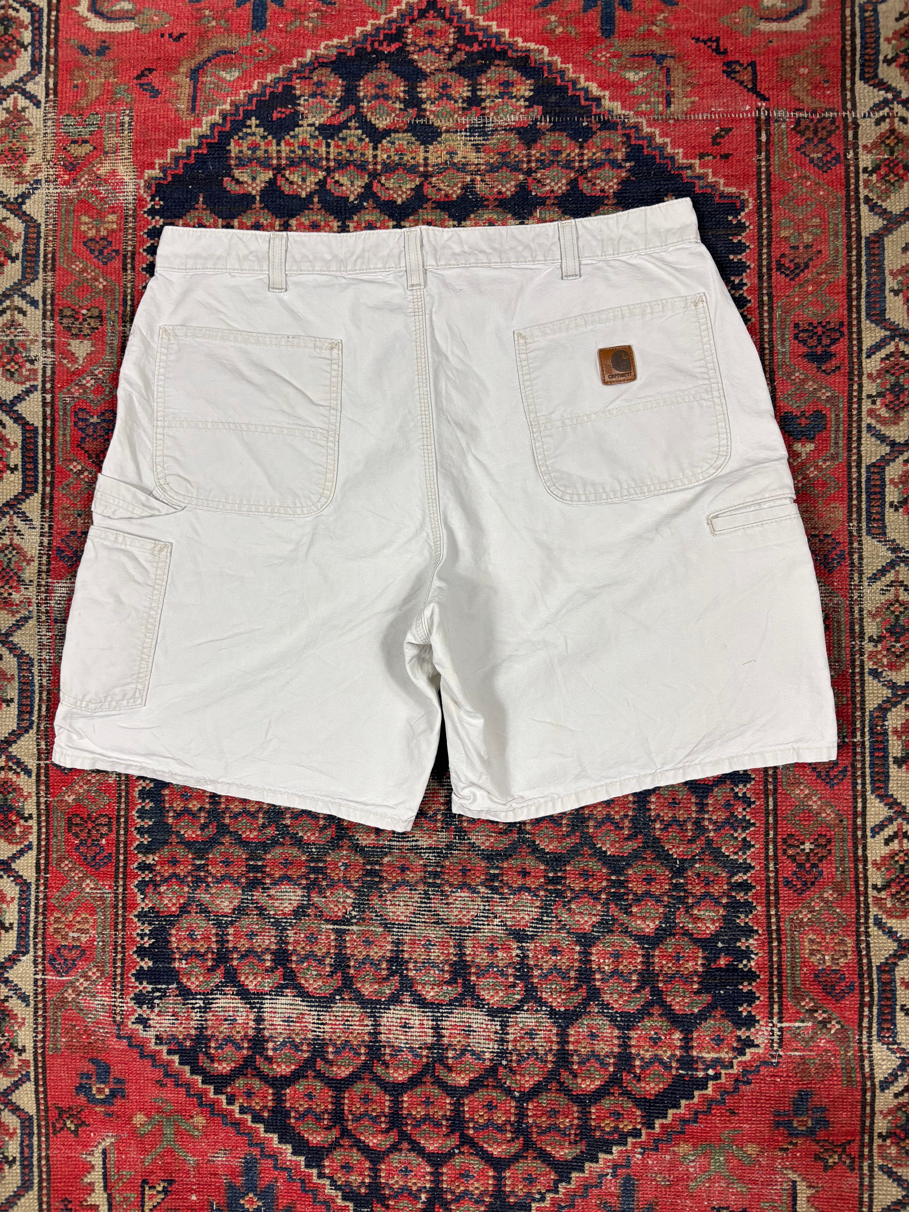 VINTAGE BAGGIE WHITE CARHARTT CARPENTER SHORTS W/36