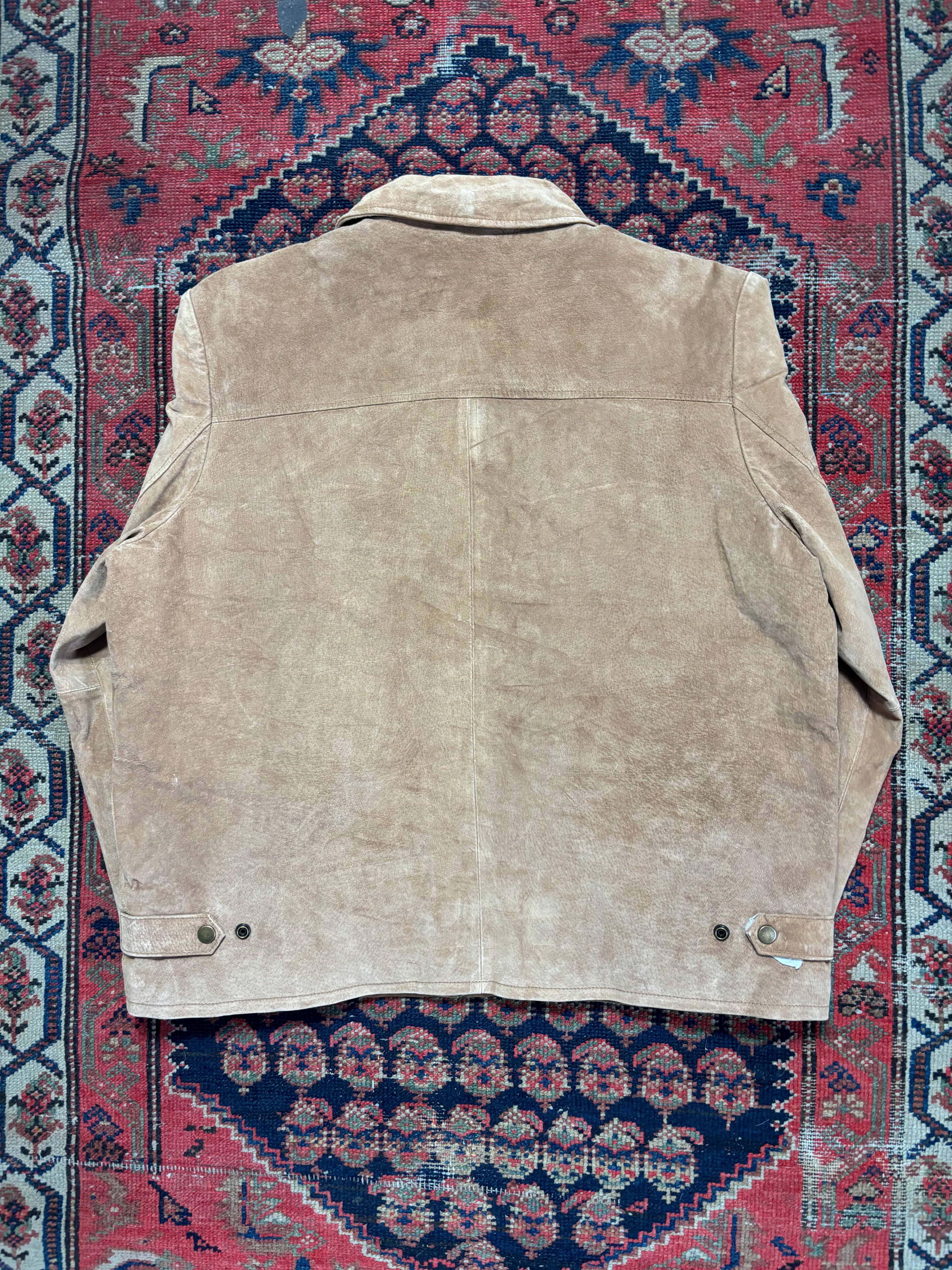 VINTAGE AMERICAN CLASSICS BEIGE LEATHER ZIP UP SIZE XL