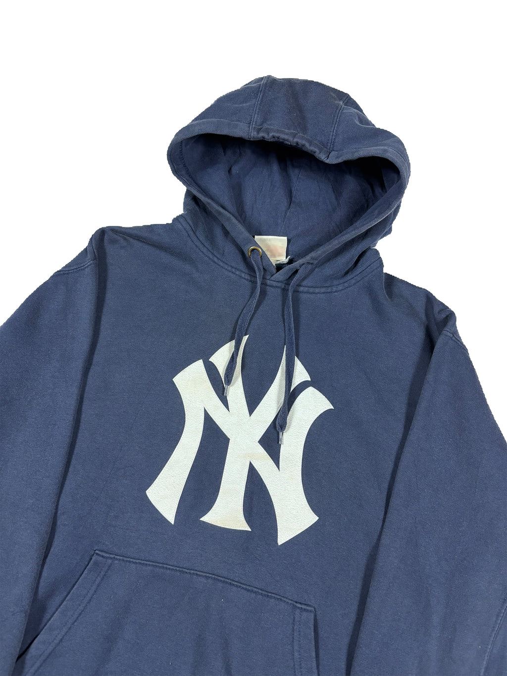 VINTAGE NAVY YANKEES BIG LOGO HOODIE SIZE LARGE