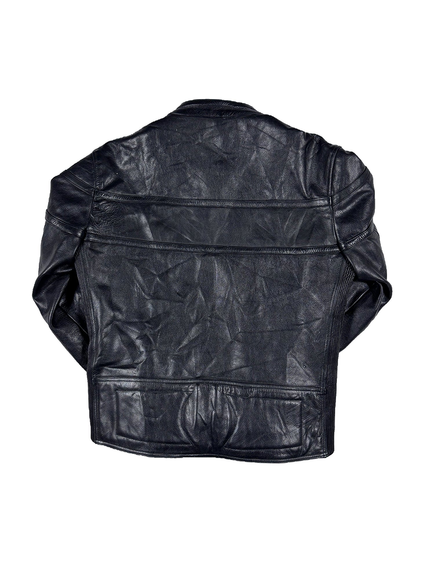 VINTAGE BLACK LEATHER BIKER JACKET SIZE LARGE