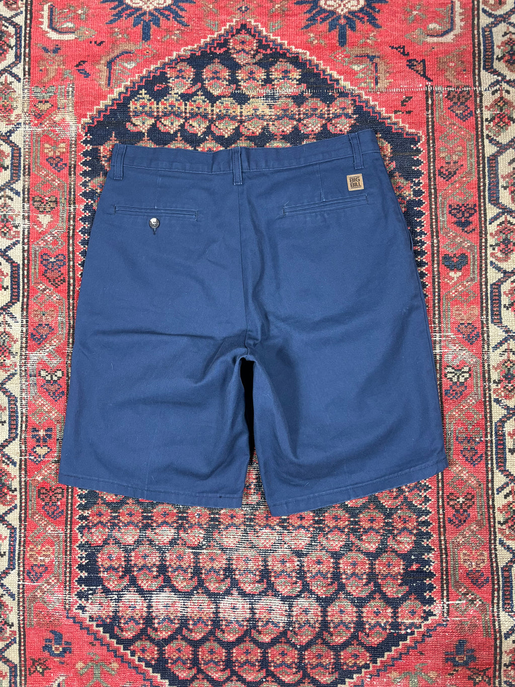 VINTAGE NAVY DOUBLE PLEATED BIG BILL SHORTS W/32