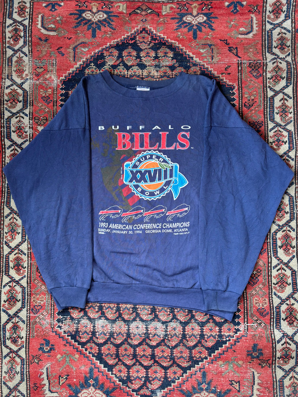 VINTAGE NAVY 1993 BUFFALO BILLS SUPERBOWL CREWNECK SIZE XL