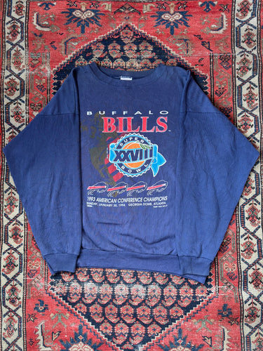 VINTAGE NAVY 1993 BUFFALO BILLS SUPERBOWL CREWNECK SIZE XL