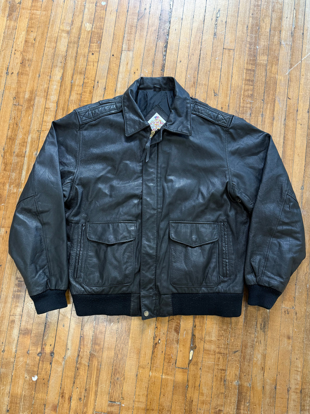 Vintage Leather Bomber Jacket