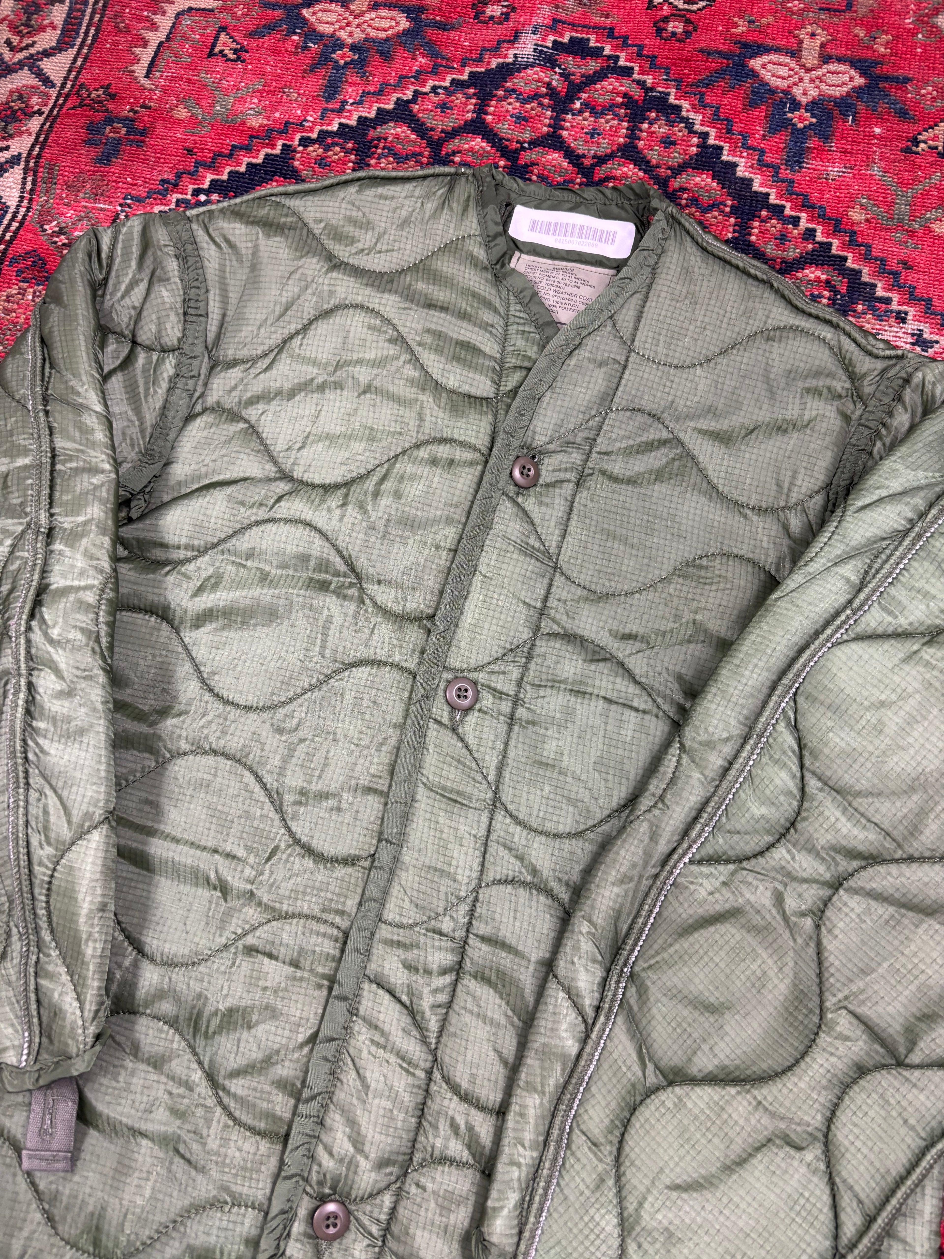 VINTAGE GREEN BUTTON UP FIELD JACKET LINER SIZE MEDIUM