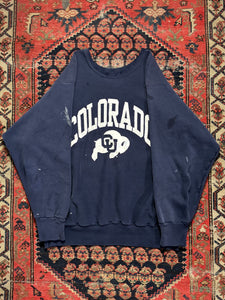 VINTAGE THRASHED NAVY CU CREWNECK SIZE LARGE