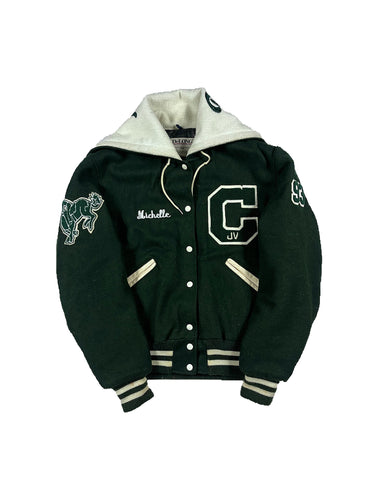 VINTAGE GREEN DeLONG VARSITY JACKET SIZE LARGE