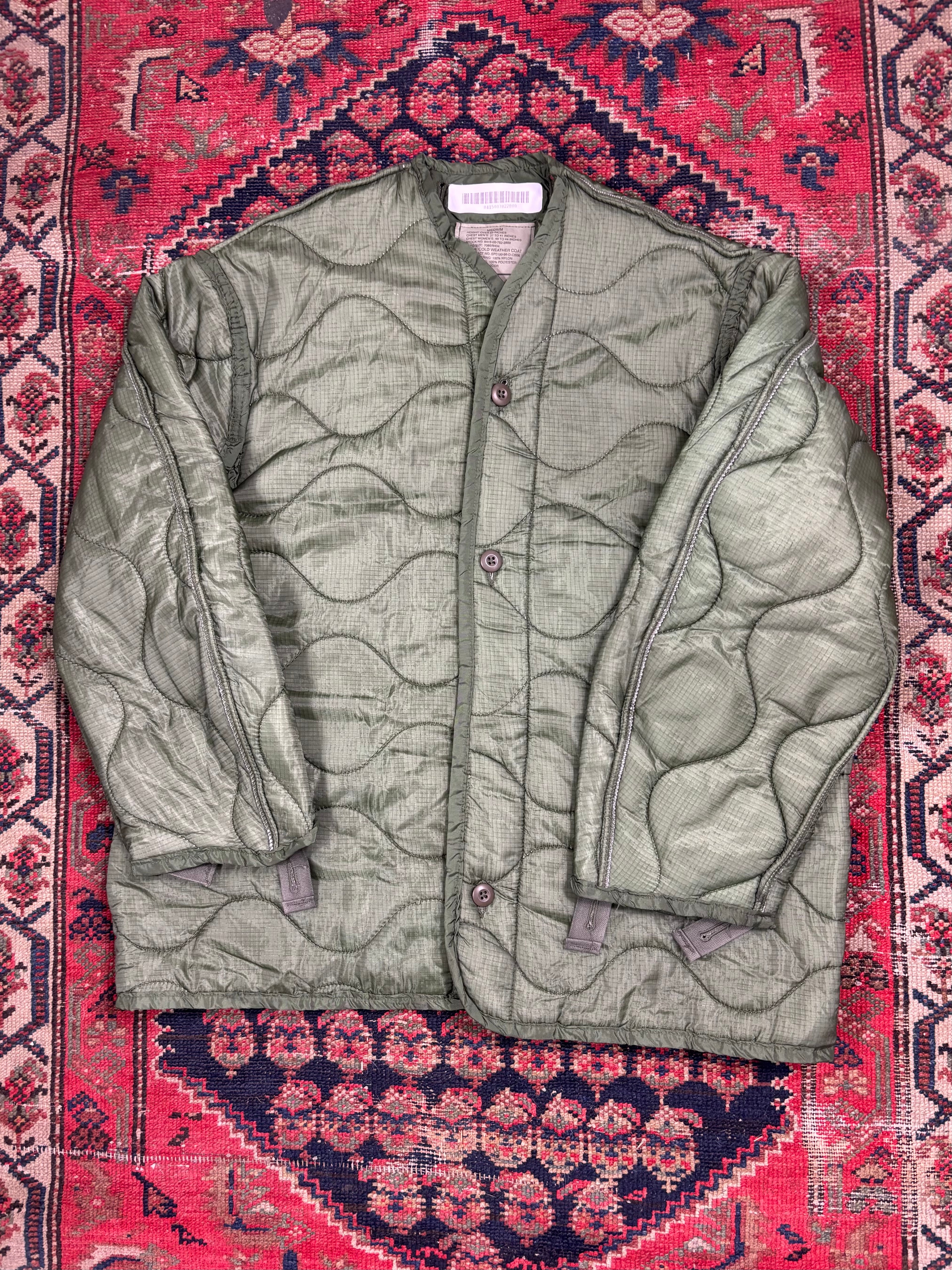 VINTAGE GREEN BUTTON UP FIELD JACKET LINER SIZE MEDIUM
