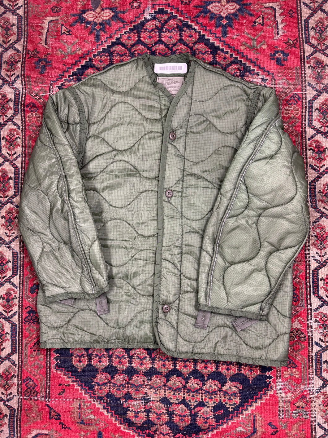 VINTAGE GREEN BUTTON UP FIELD JACKET LINER SIZE MEDIUM