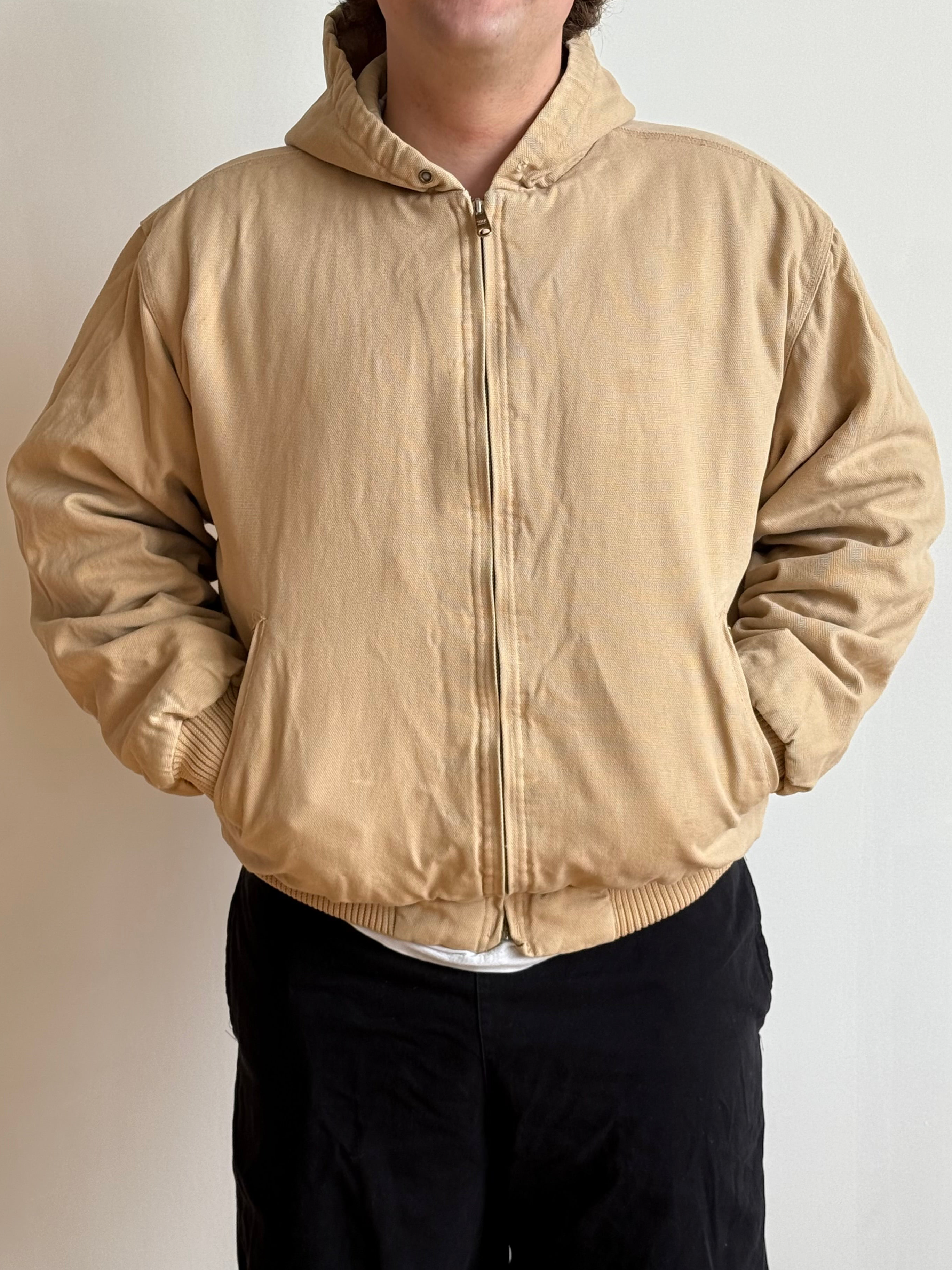 VINTAGE LIGHT BEIGE ‘SCHMIDTY’ CANVAS WORK JACKET SIZE LARGE