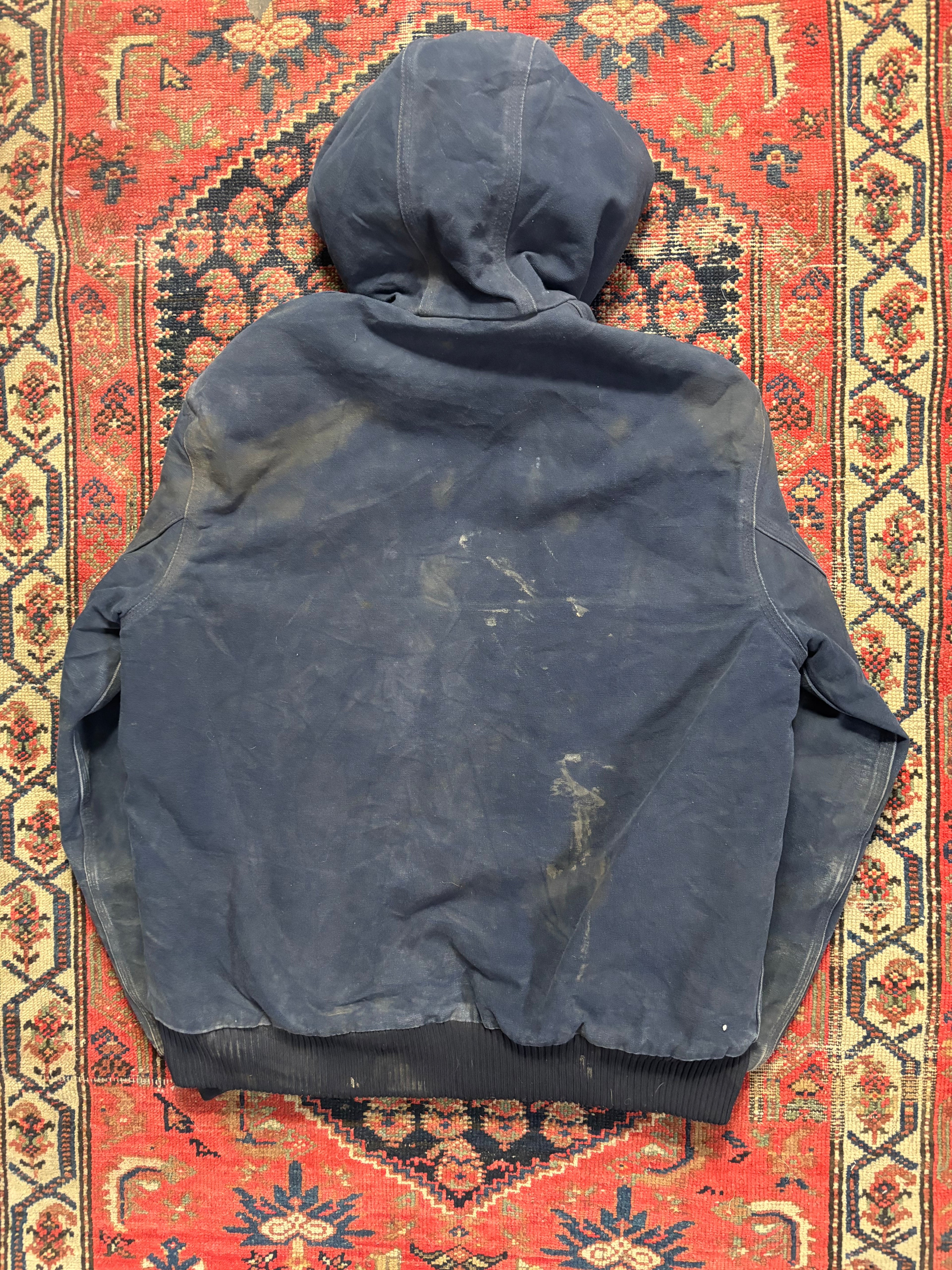 VINTAGE FADED NAVY HOODED CARHARTT JACKET SIZE MEDIUM