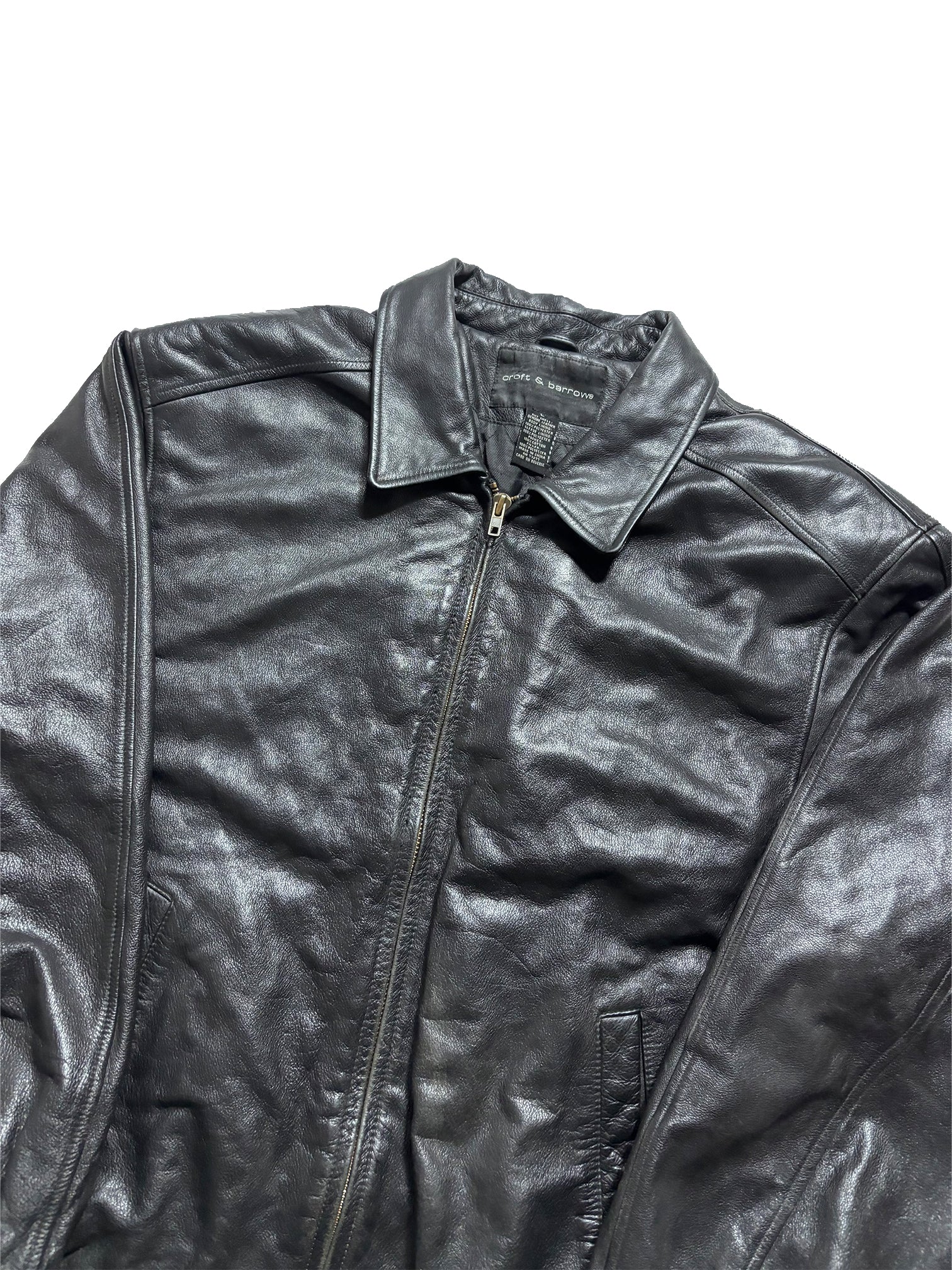 VINTAGE BLACK CRAFT & BARROWS LEATHER JACKET SIZE LARGE