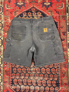 VINTAGE FADED BLACK CARHARTT CARPENTER SHORTS W/36